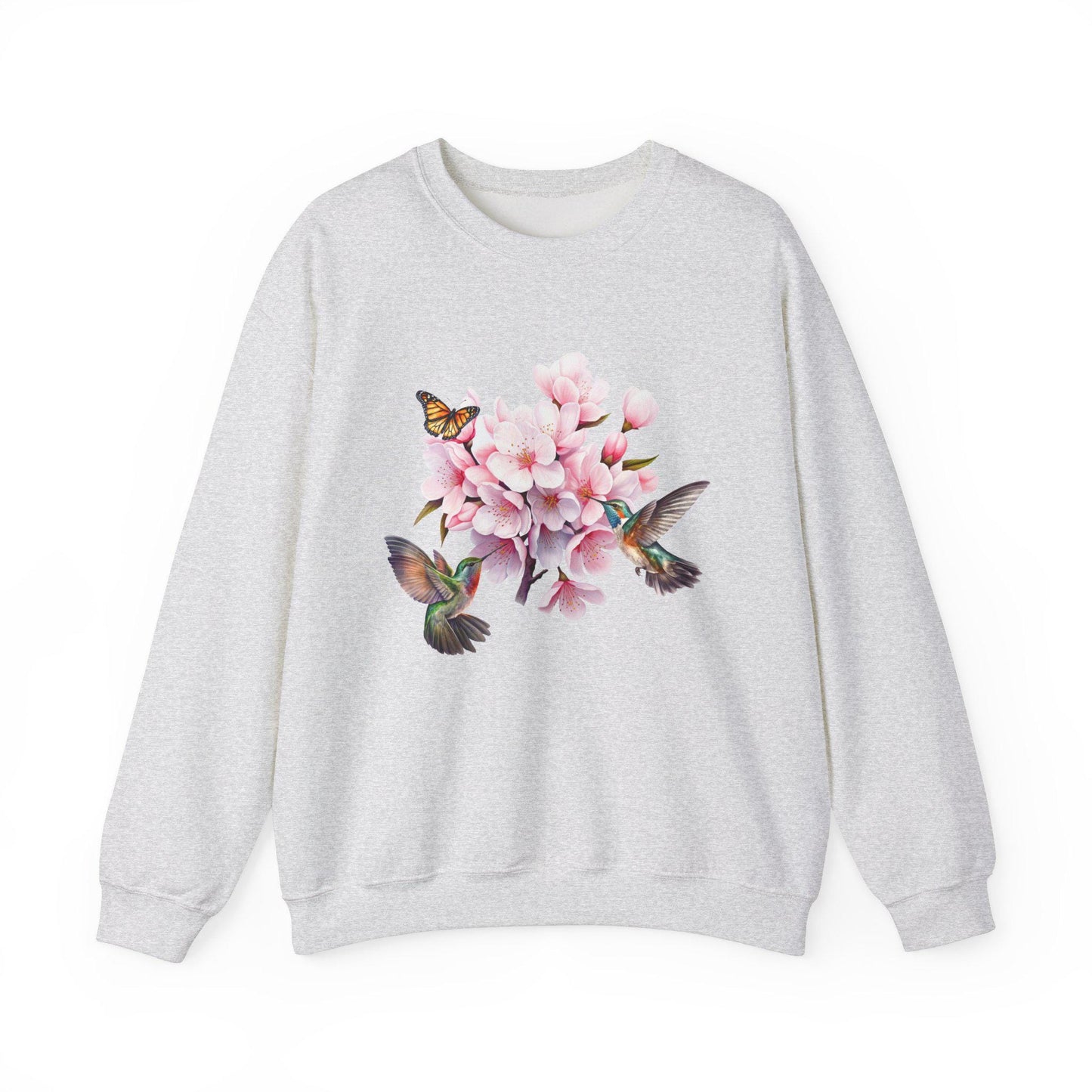 Cherry Blossom, Hummingbird, and Butterfly Watercolor Sweatshirt