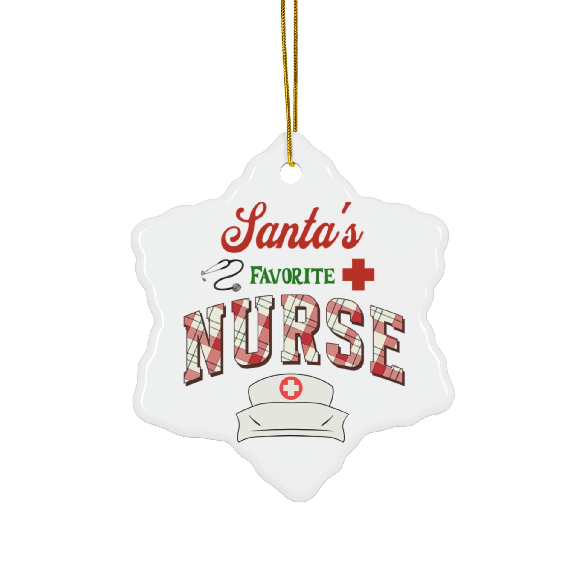 Ceramic Christmas Ornament for Nurses - "Santa's Favorite Nurse"