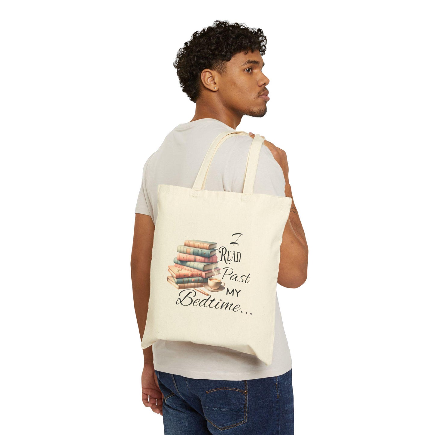 Book Lover's Tote Bag, Reading Bookworm Gift, Coffee Lover Carryall, Library Accessory, Literary Quote Shopper, I Read Past my Bedtime Bag
