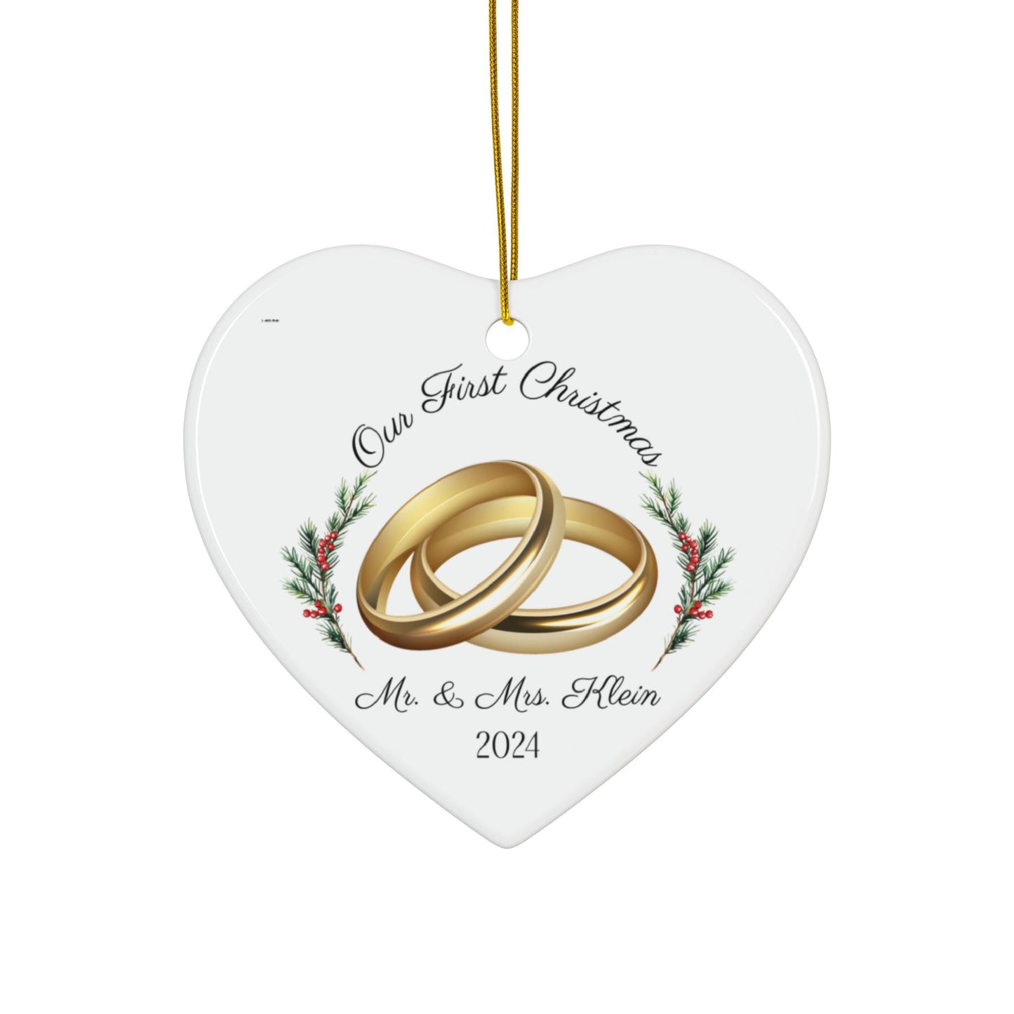 Personalized Ceramic Newlywed Ornament - First Christmas as a Married Couple