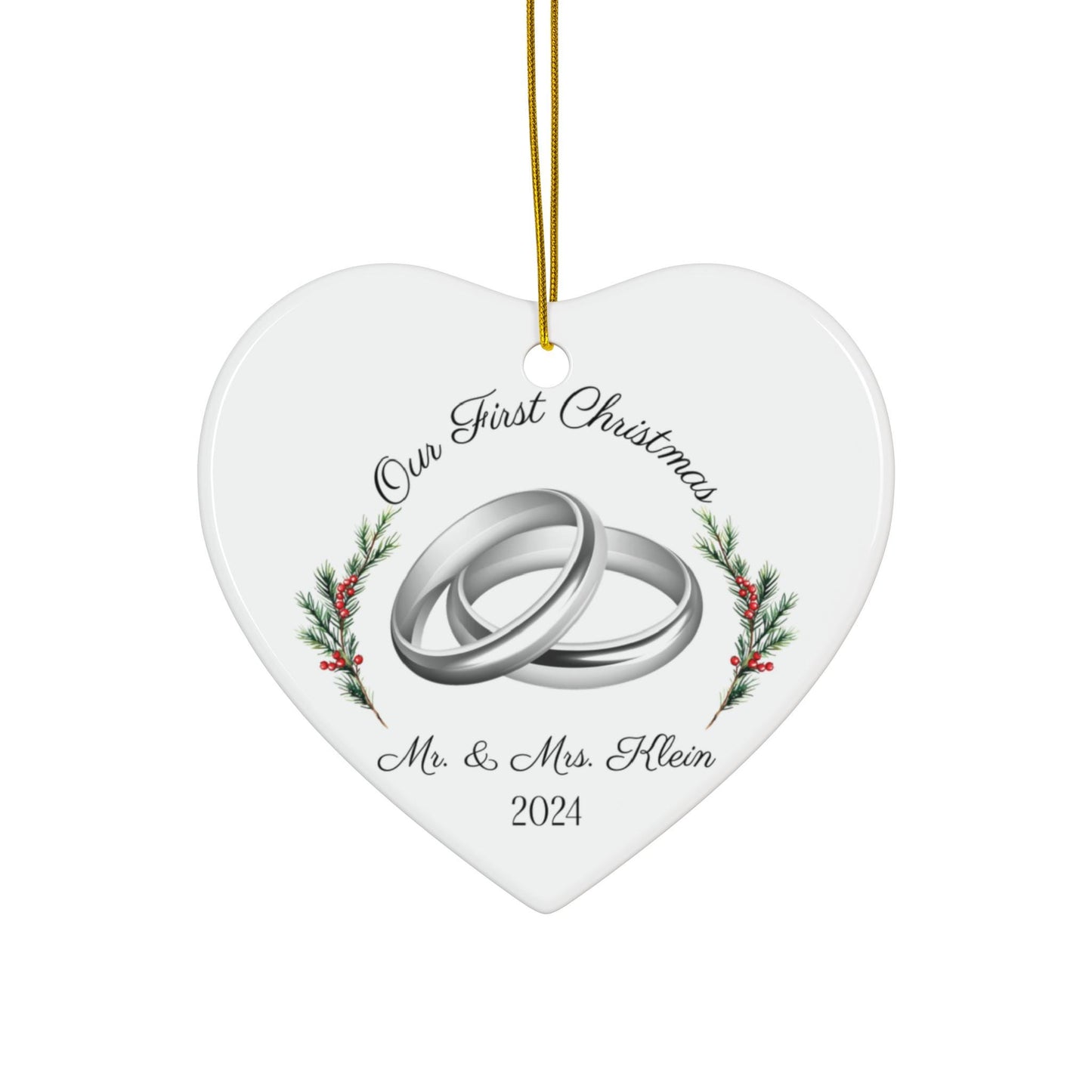 Personalized Newlywed Ceramic Ornament - First Christmas as a Married Couple
