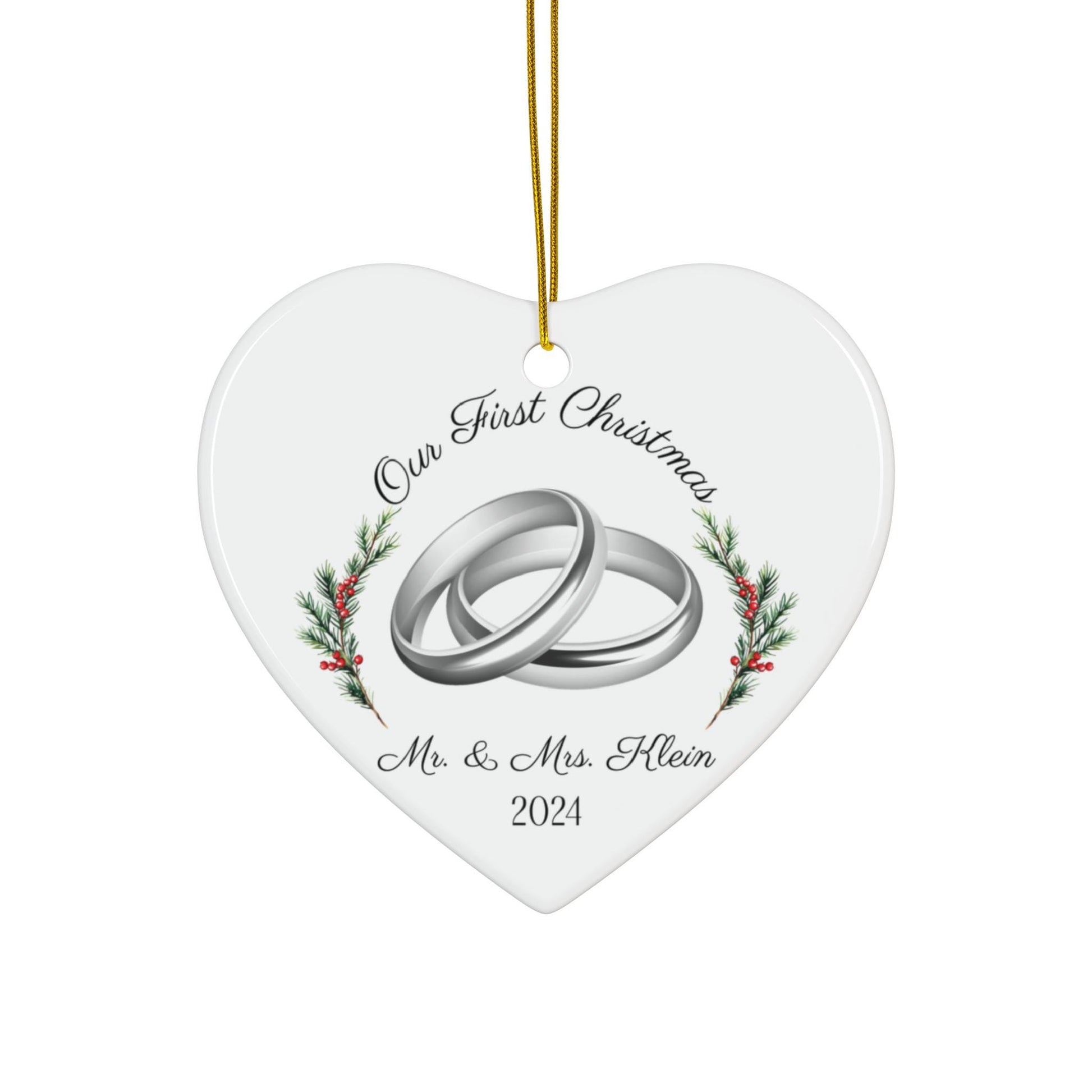 Personalized Newlywed Ceramic Ornament - First Christmas as a Married Couple