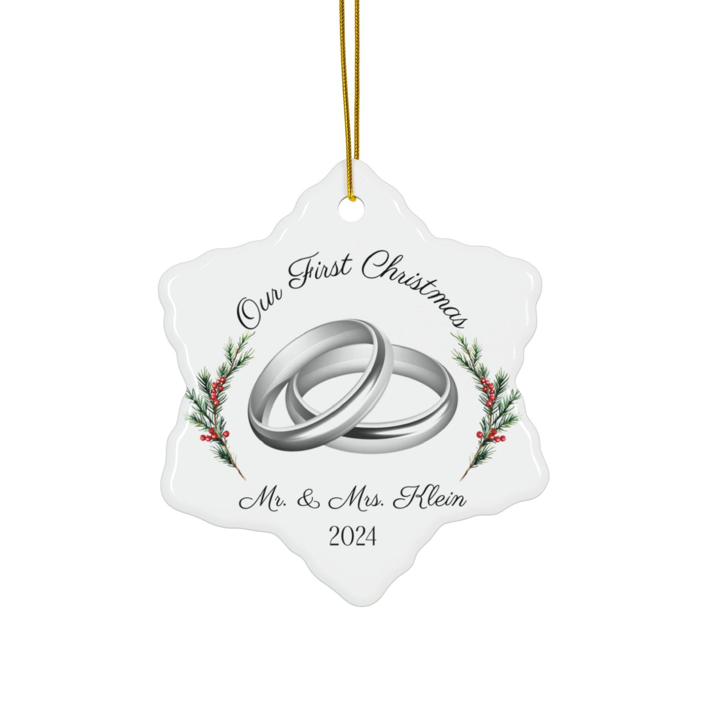 Personalized Newlywed Ceramic Ornament - First Christmas as a Married Couple