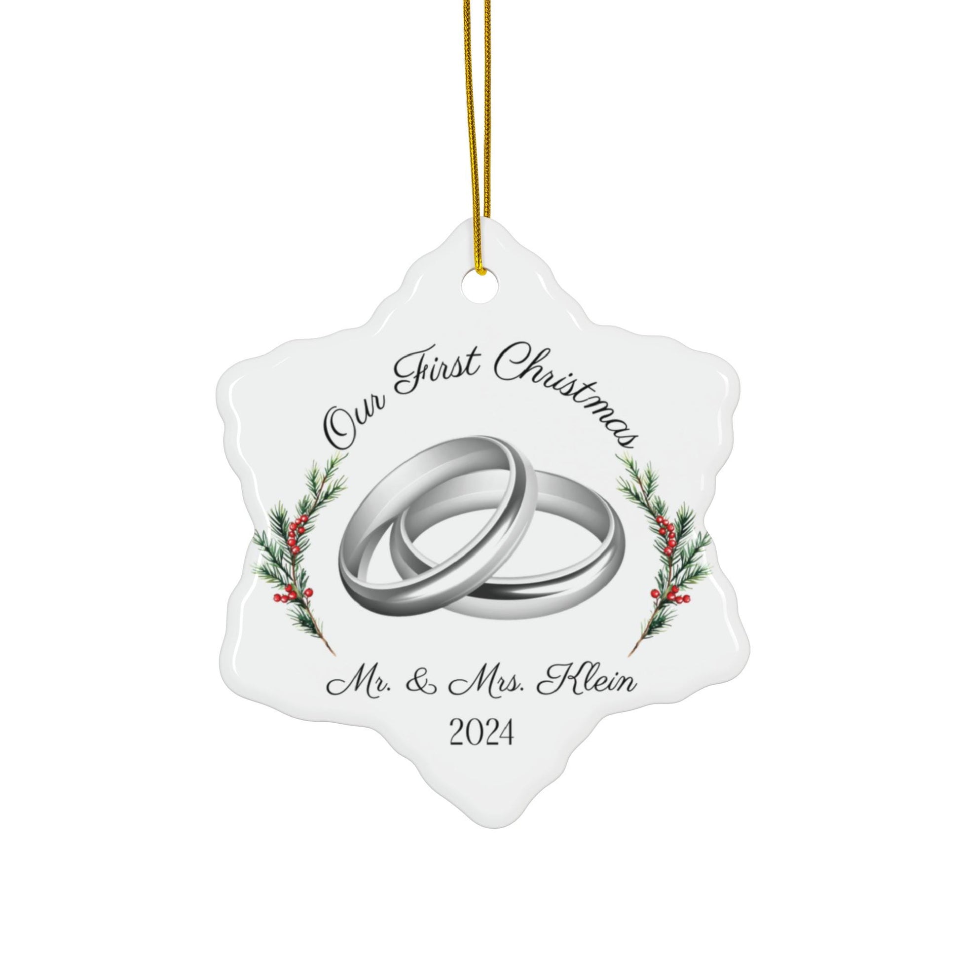 Personalized Newlywed Ceramic Ornament - First Christmas as a Married Couple