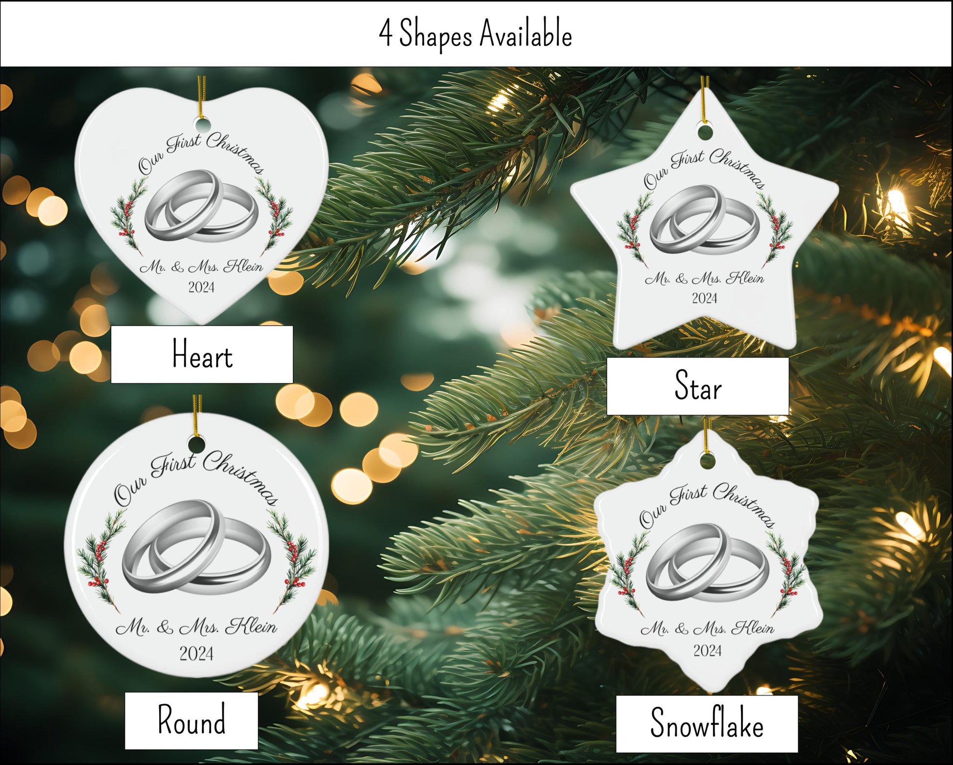 Personalized Newlywed Ceramic Ornament - First Christmas as a Married Couple