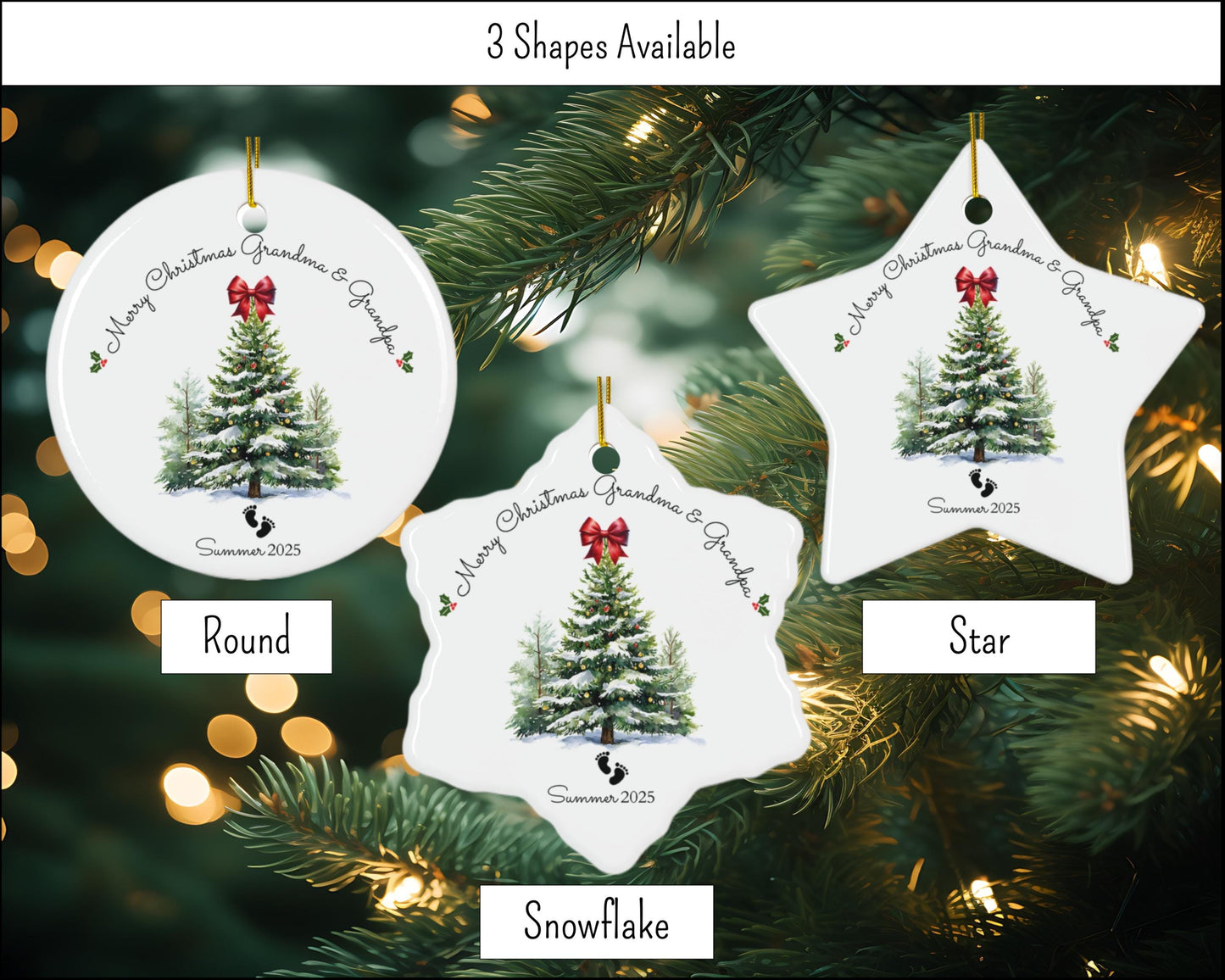 Ceramic Ornament Gift for New Grandparents, Personalized Gift