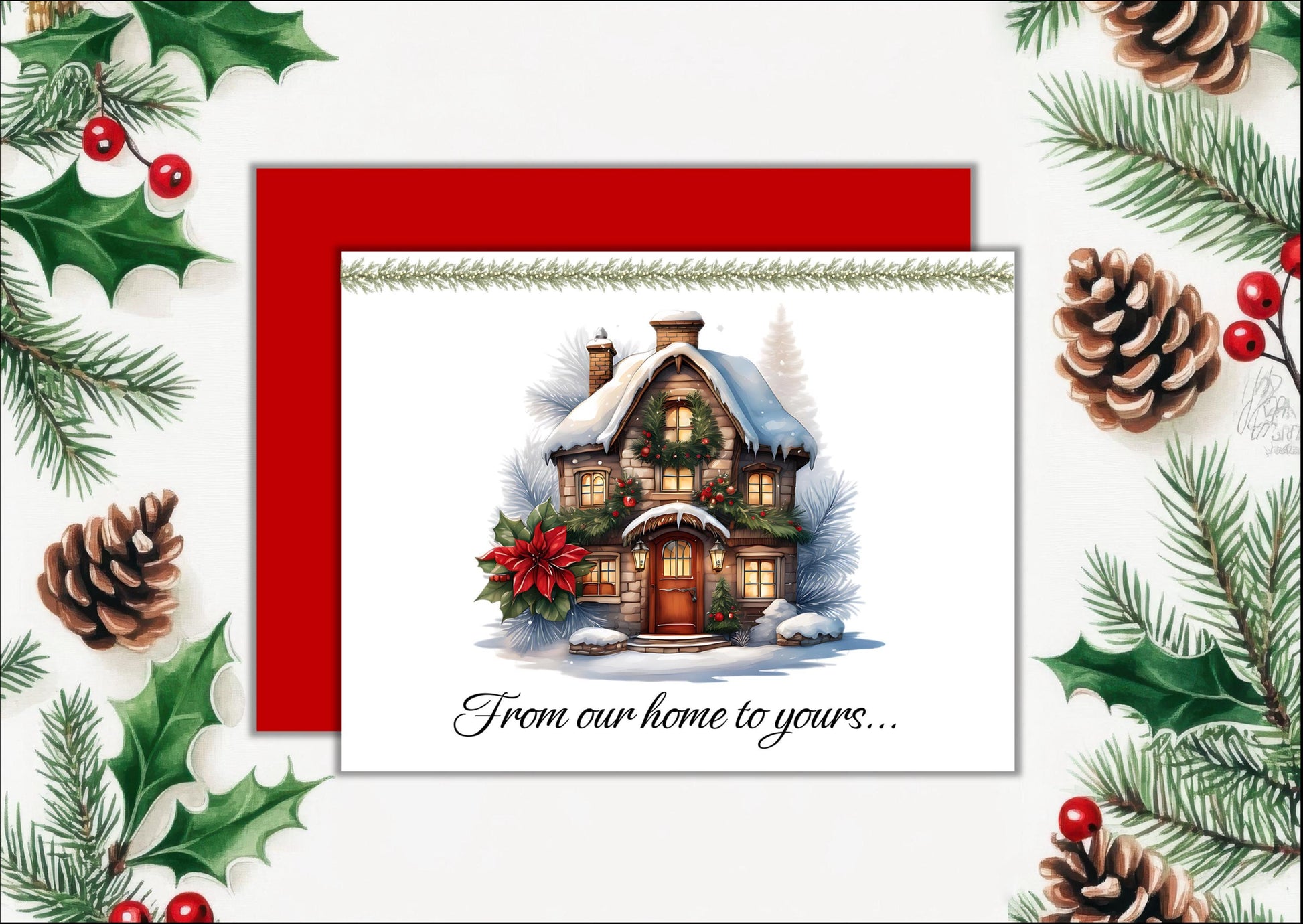 Cozy Cottage Christmas Cards, Holiday Cards