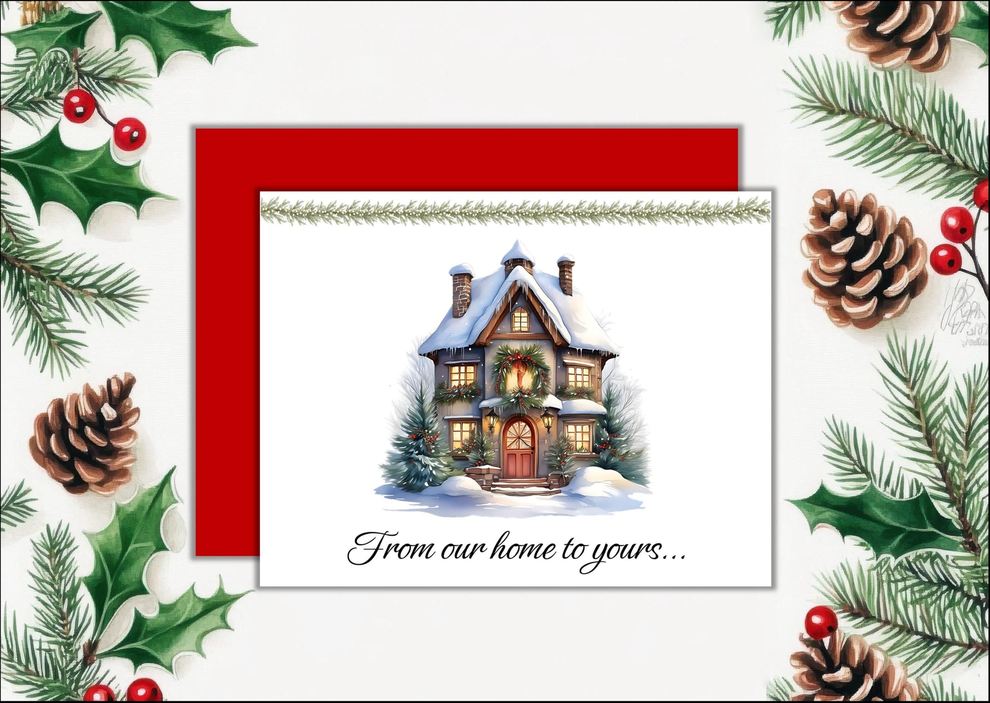 Cozy Cottage Christmas Cards, Holiday Cards