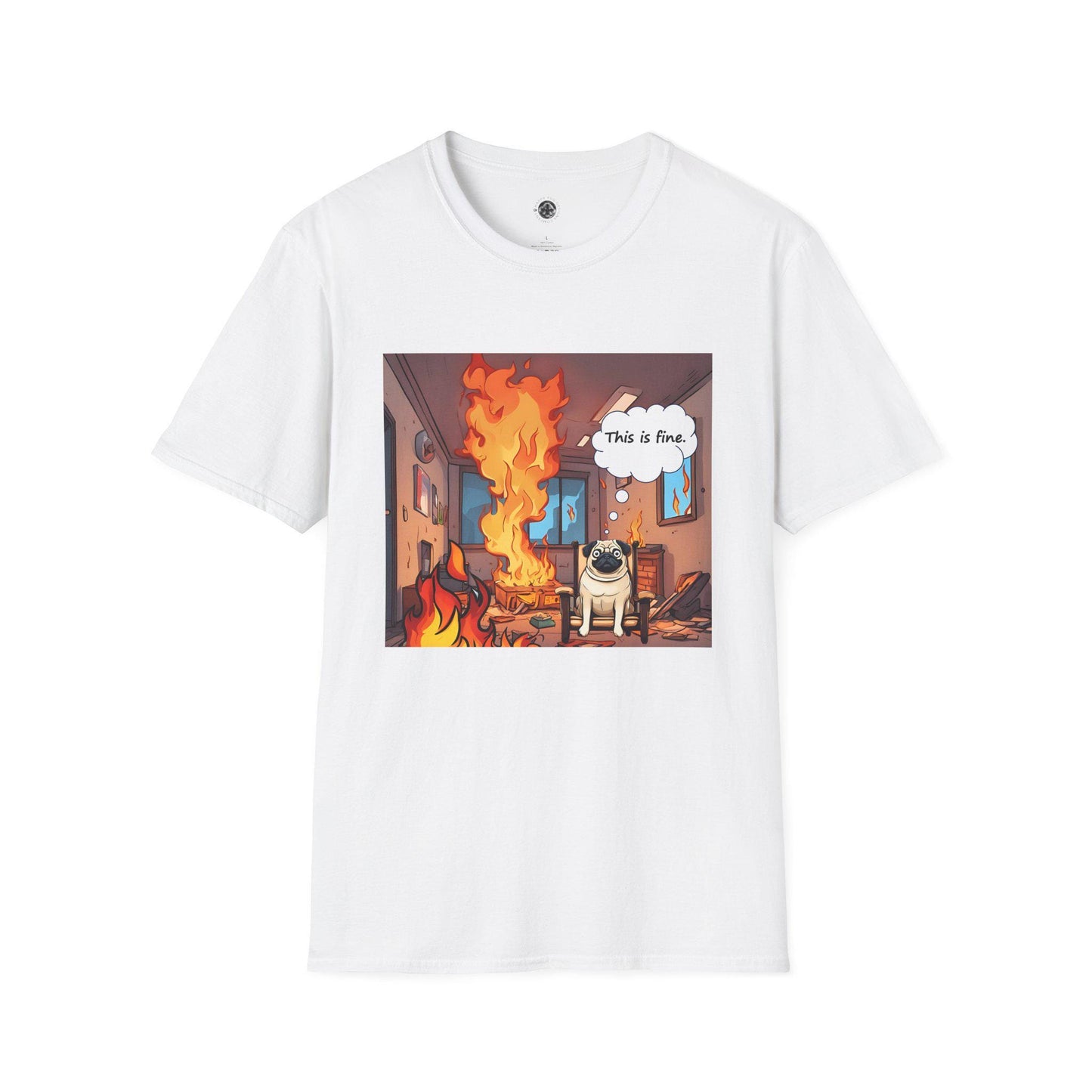 Funny Pug T-Shirt - 'This is Fine' Meme