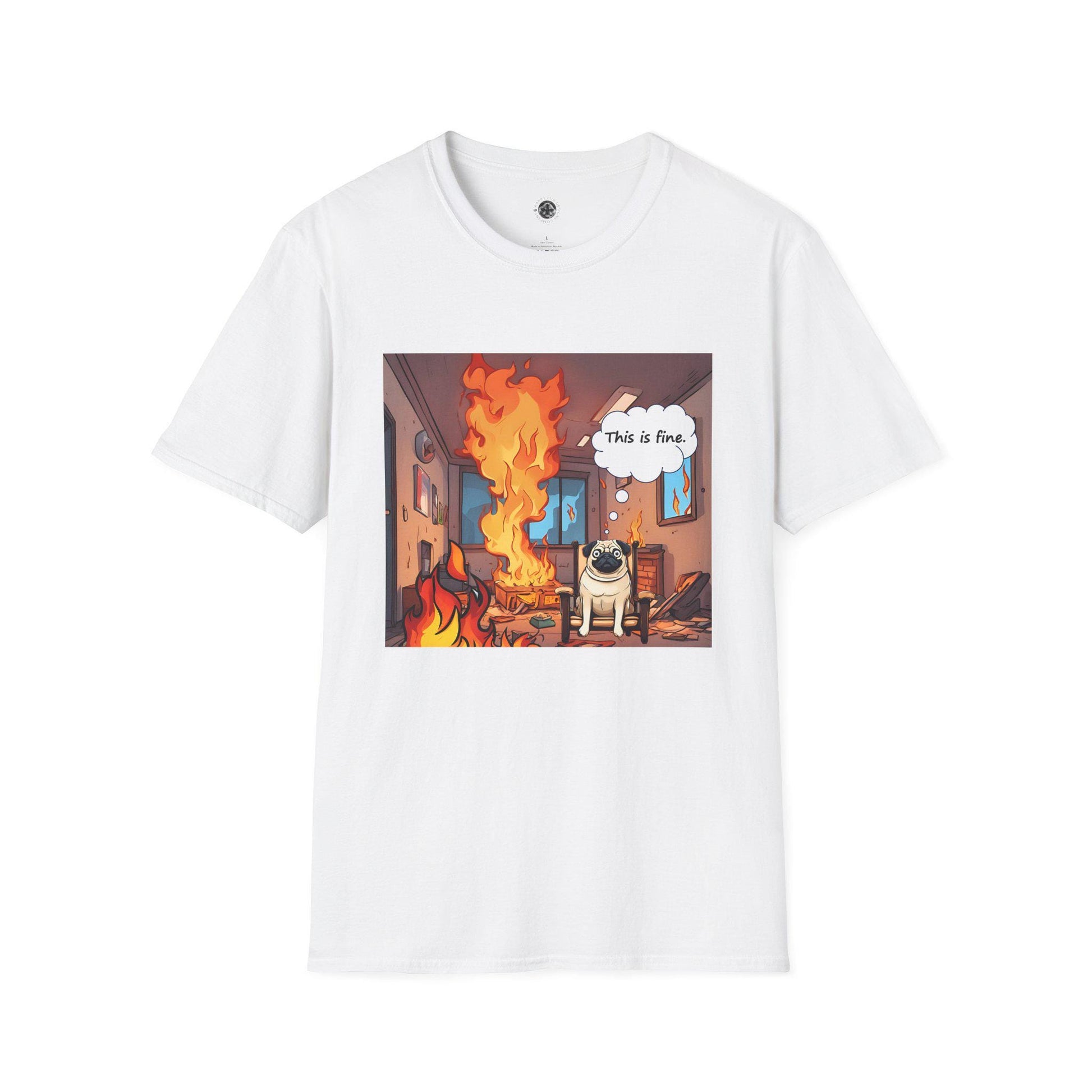 Funny Pug T-Shirt - 'This is Fine' Meme