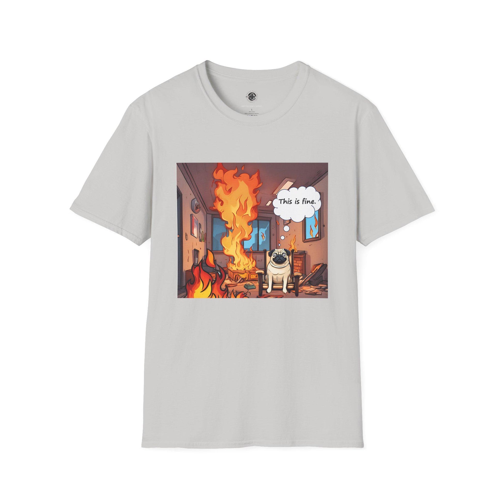 Funny Pug T-Shirt - 'This is Fine' Meme