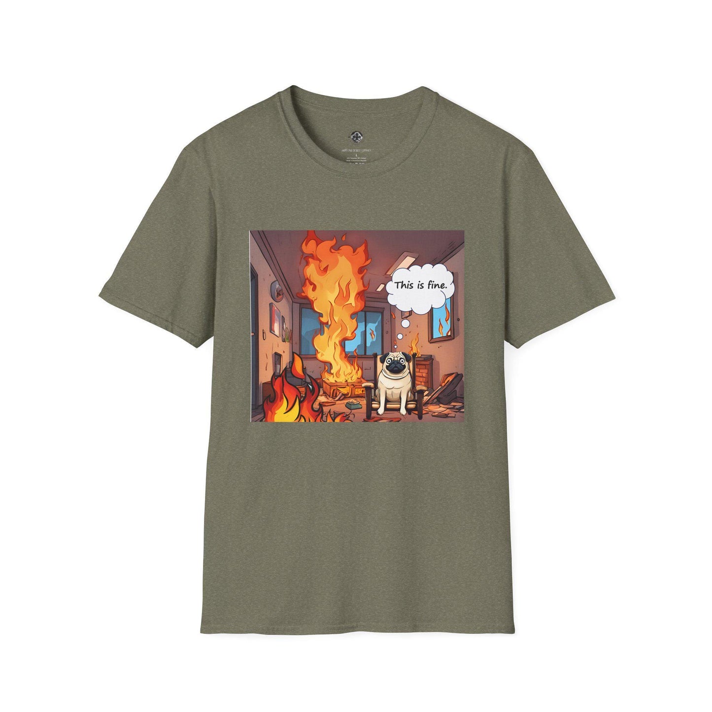 Funny Pug T-Shirt - 'This is Fine' Meme