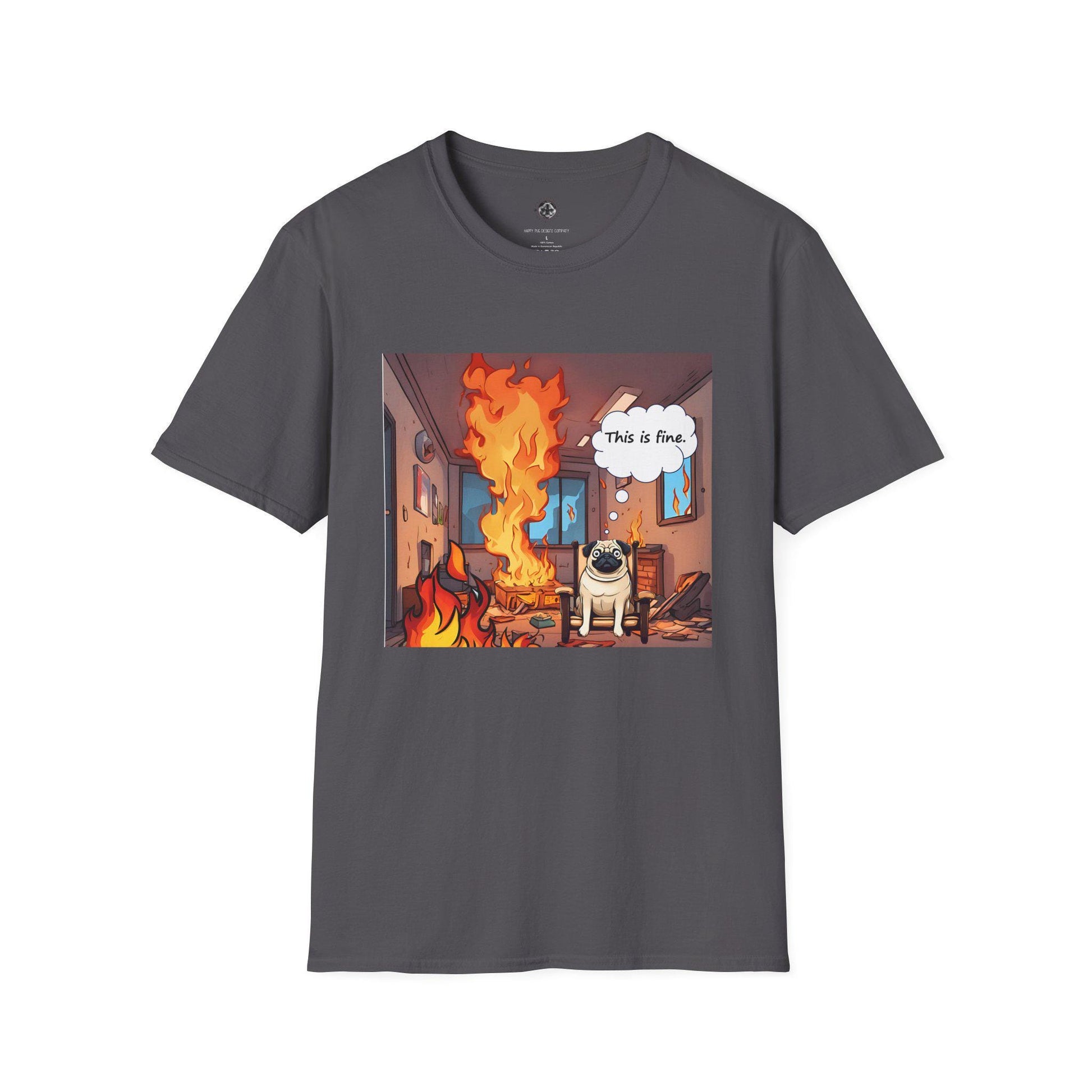 Funny Pug T-Shirt - 'This is Fine' Meme