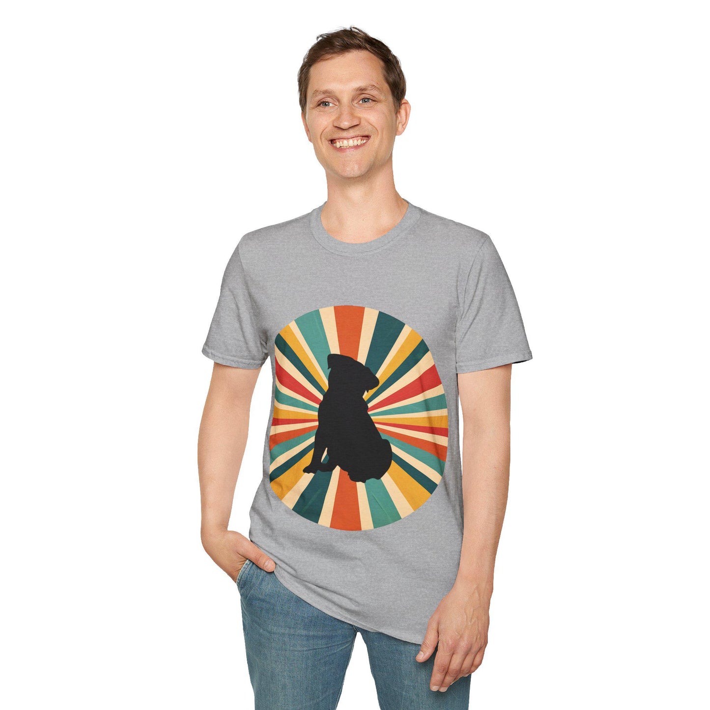 Pug Sunburst Retro T-Shirt