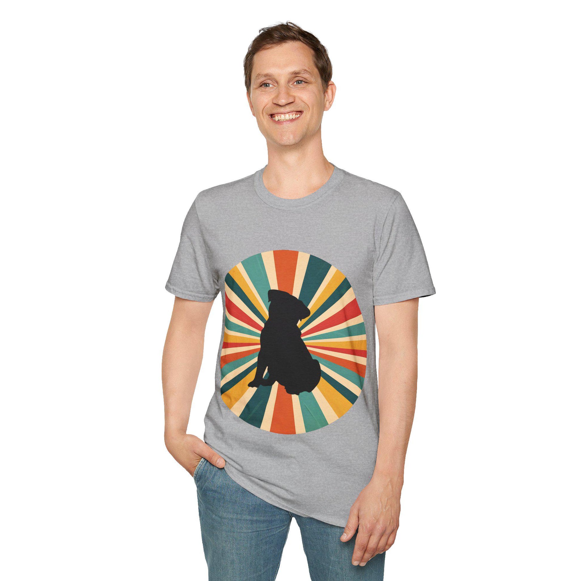 Pug Sunburst Retro T-Shirt