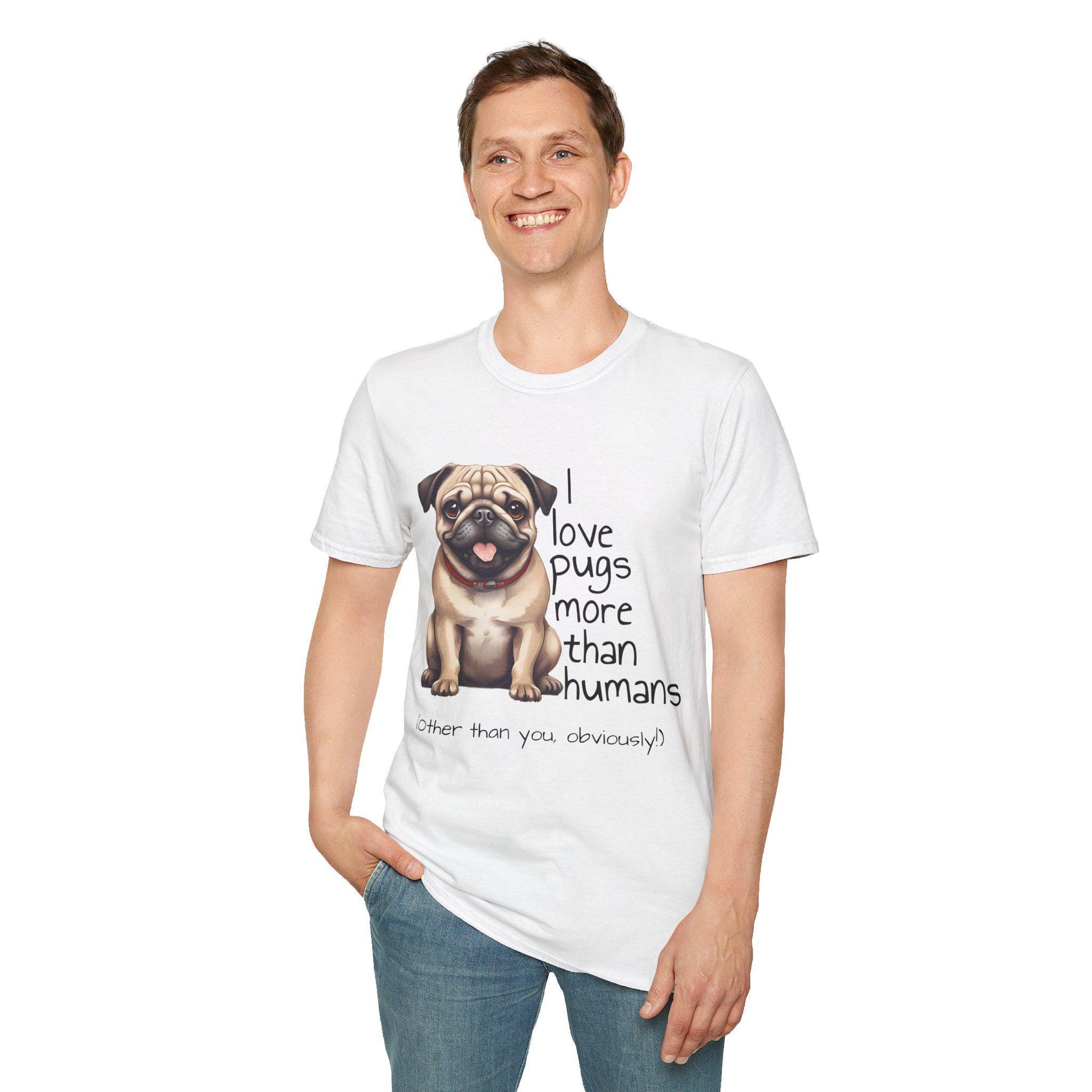 Funny Pug Lover T-Shirt - I Love Pugs More than People