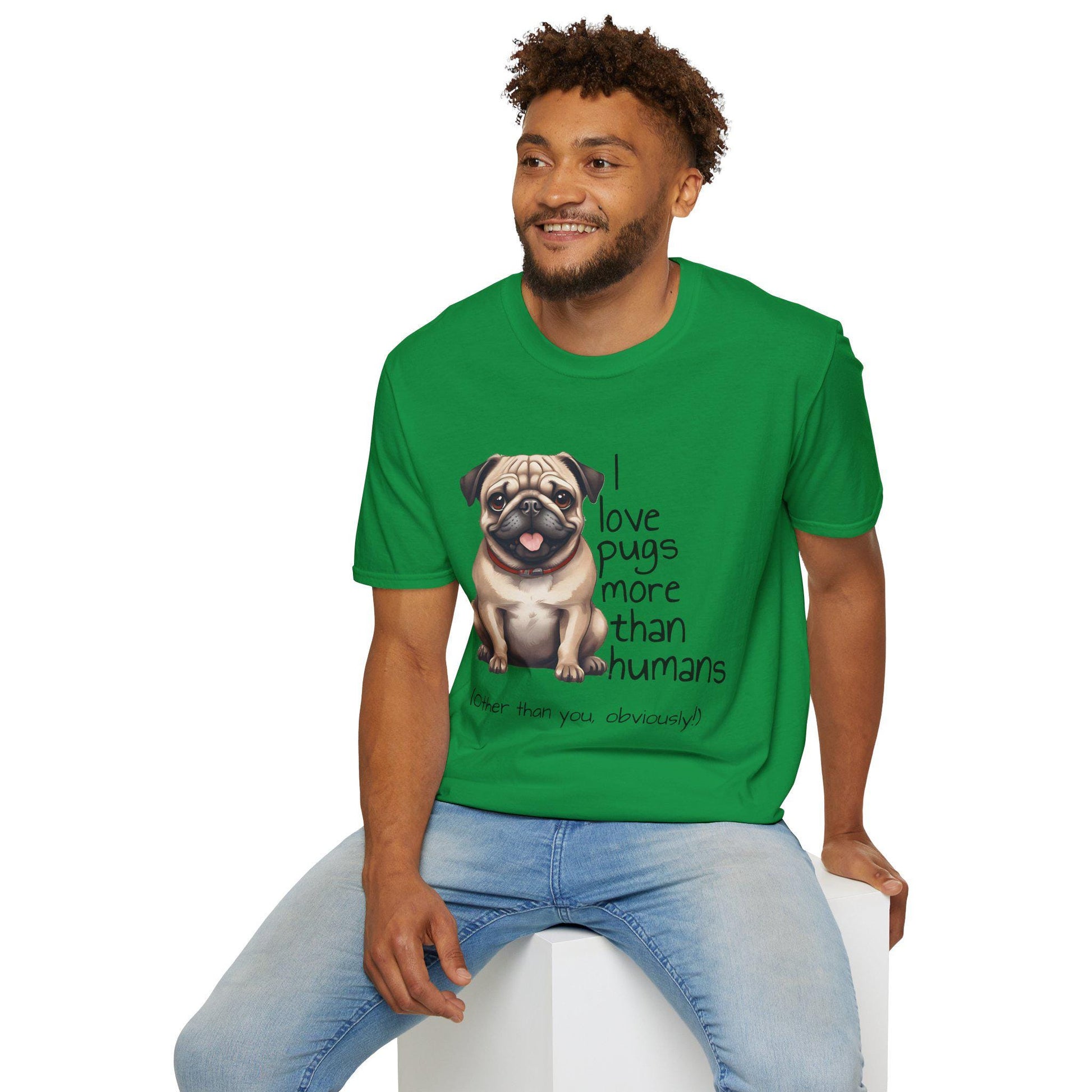 Funny Pug Lover T-Shirt - I Love Pugs More than People