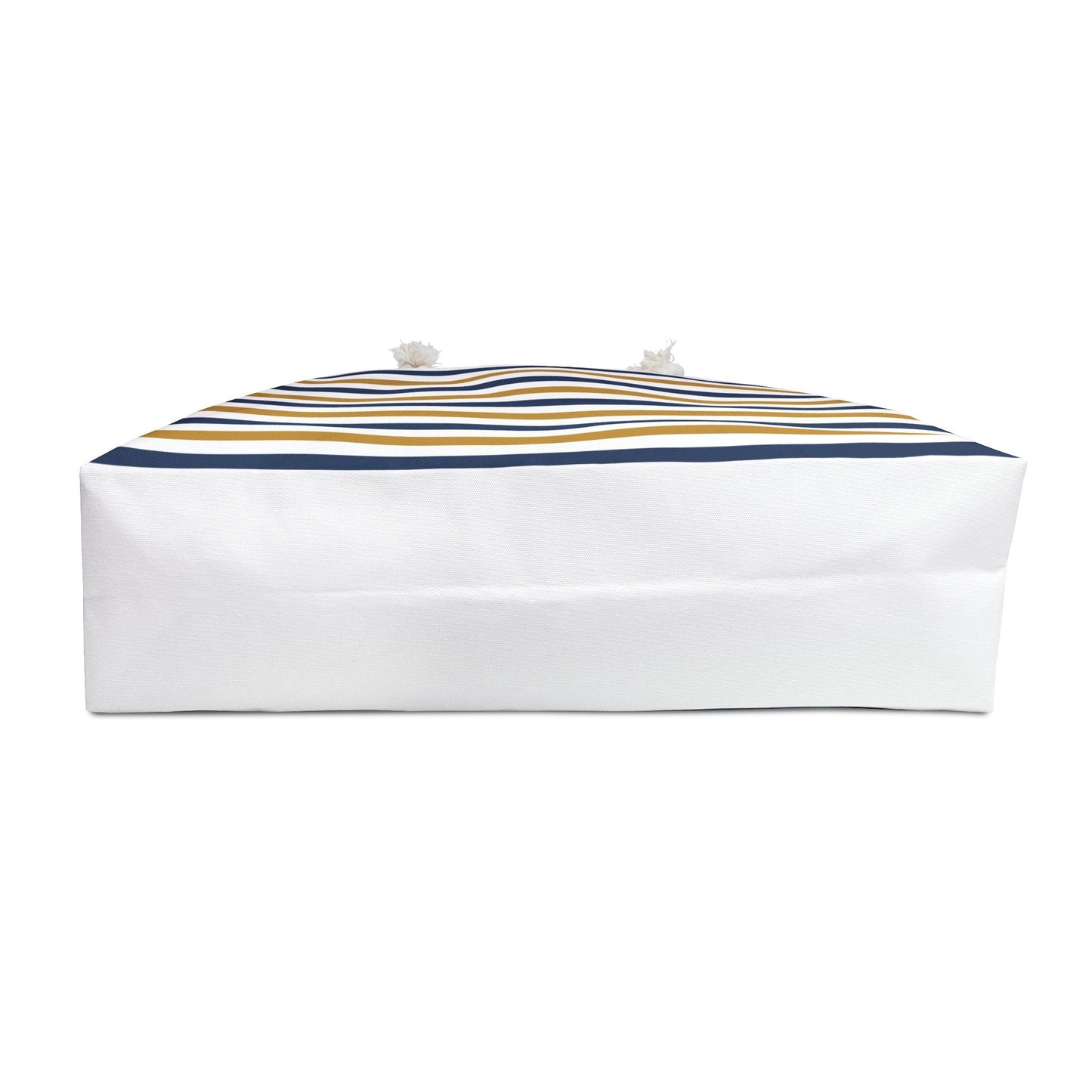 Nautical Striped Weekender Bag, Beach Tote, Navy and Gold Travel Bag, Oversized Carryall, Summer Vacation Duffle, Rope Handle Overnight Bag