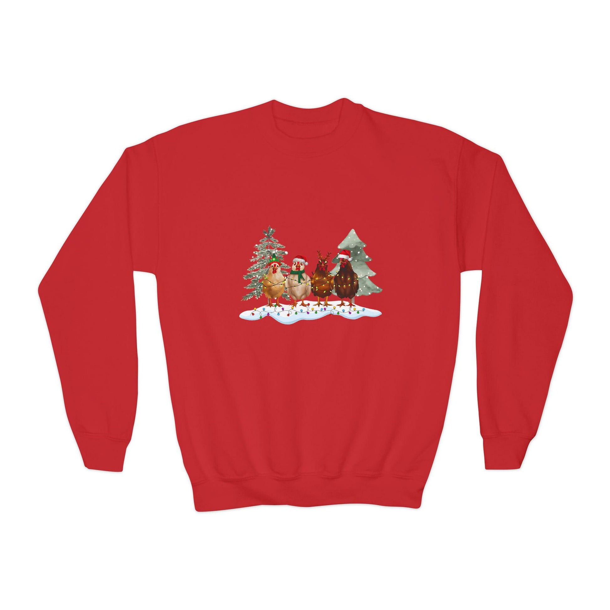 Kids' Christmas Chickens Crewneck Sweatshirt, Kids' sweatshirt, chicken-themed sweatshirt, Gift for Kids