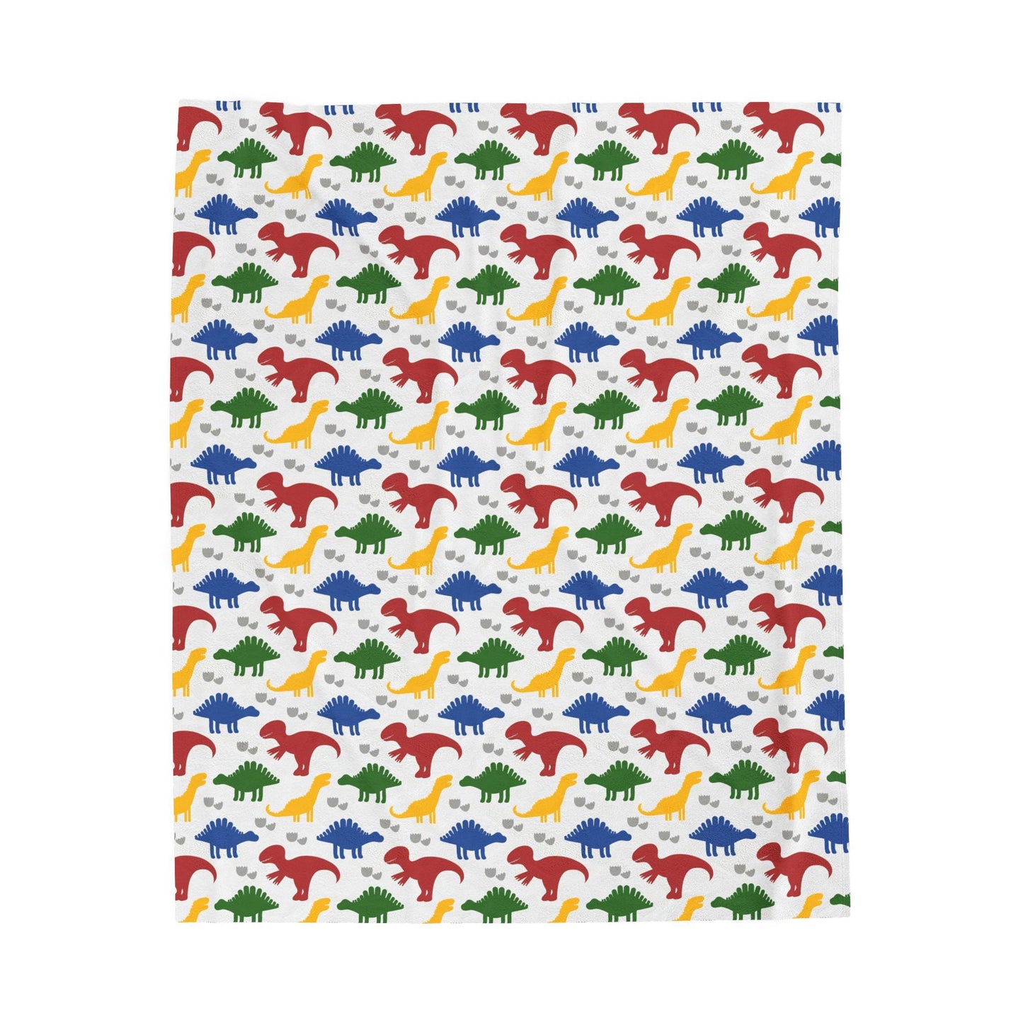 Dinosaur Velveteen Plush Blanket, Personalized Kids Bedding, Colorful Jurassic Pattern Throw, Child's Bedroom Decor, Custom Name Blanket,