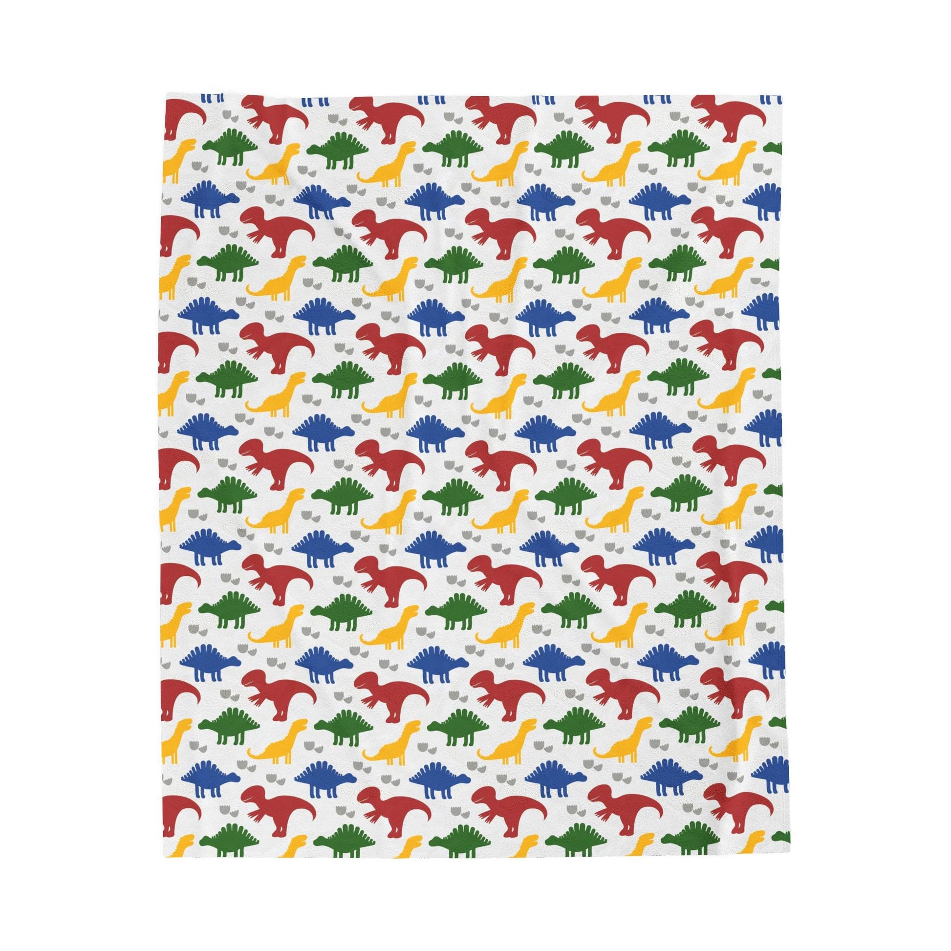 Dinosaur Velveteen Plush Blanket, Personalized Kids Bedding, Colorful Jurassic Pattern Throw, Child's Bedroom Decor, Custom Name Blanket,