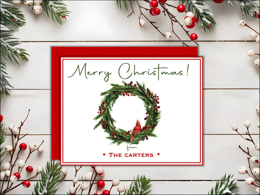 Custom Christmas Cards-Personalized Cardinal Christmas Cards w/Envelopes - Merry Christmas