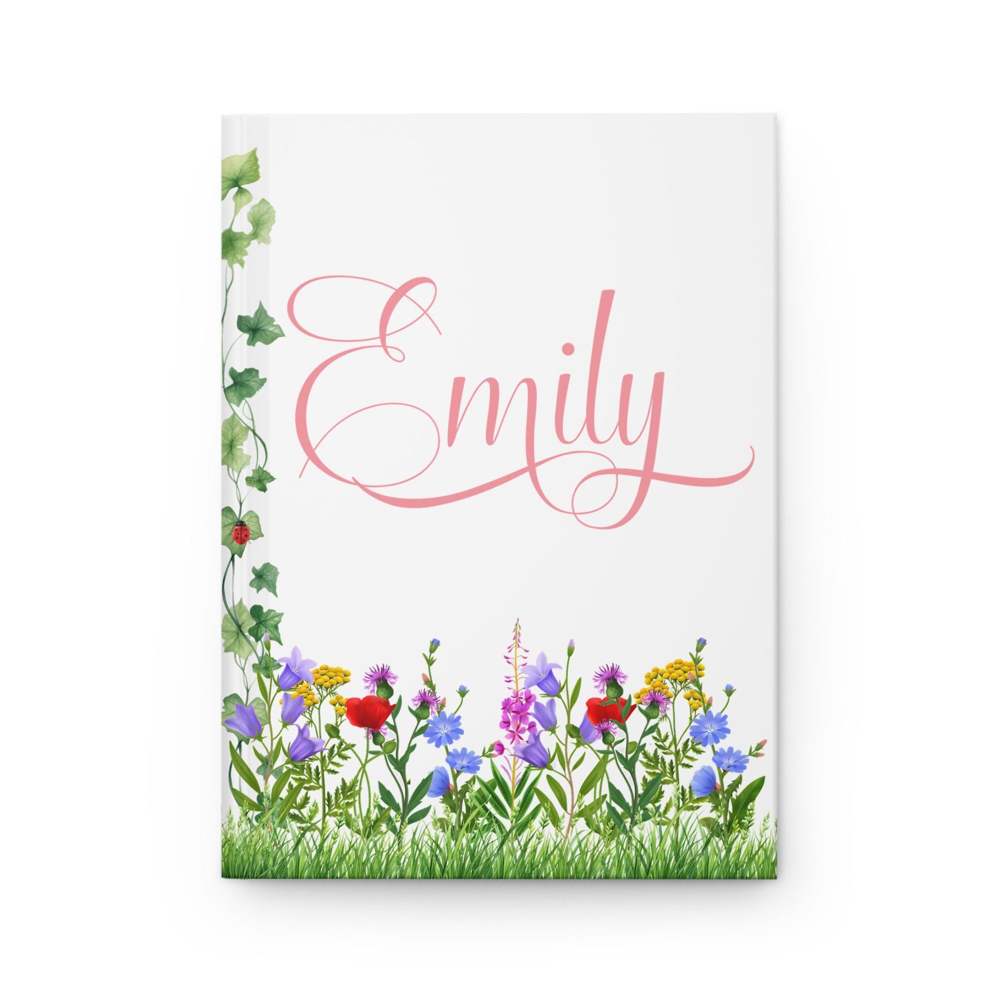 Personalized Wildflower Hardcover Journal, Vibrant Flower Diary, Matte Finish Notebook, Custom Name Gift, Writing Blank Book