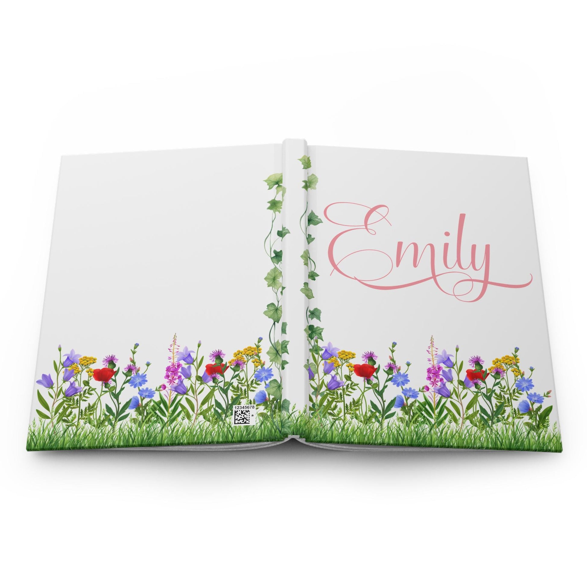 Personalized Wildflower Hardcover Journal, Vibrant Flower Diary, Matte Finish Notebook, Custom Name Gift, Writing Blank Book
