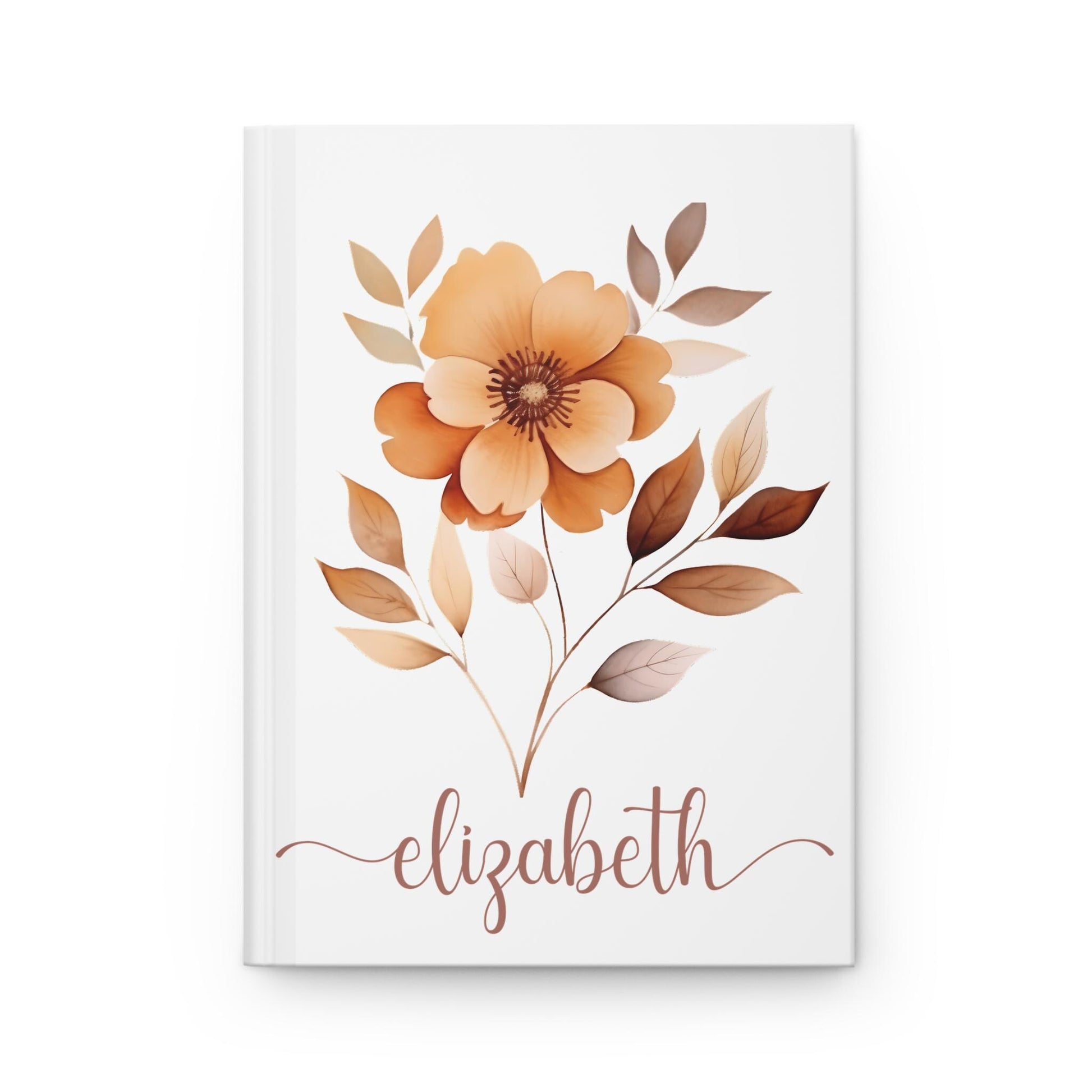 Vintage Botanical Hardcover Journal, Sepia Tone Matte Notebook, Personalized Gift, Elegant Script Font, Custom Writing Journal, Nature Lover