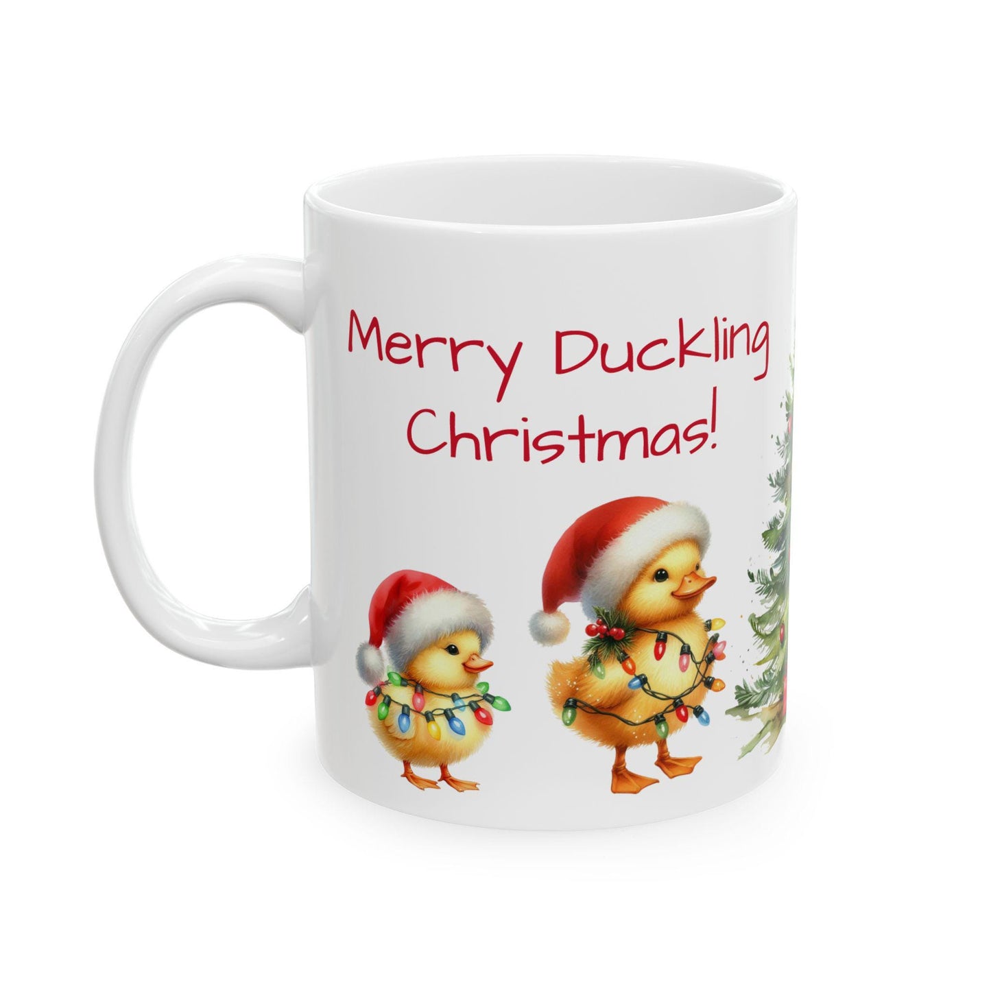 Merry Duckling Christmas Ceramic Mug, Funny Christmas Coffee Cup, Holiday Gift, Animal Lovers Gift, Duck Gift, Farmhouse Decor, Stocking