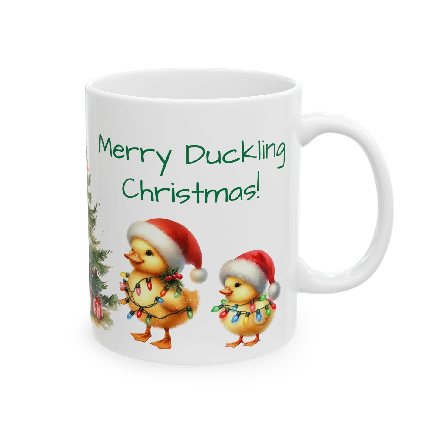 Merry Duckling Christmas Ceramic Mug, Funny Christmas Coffee Cup, Holiday Gift, Animal Lovers Gift, Duck Gift, Farmhouse Decor, Stocking