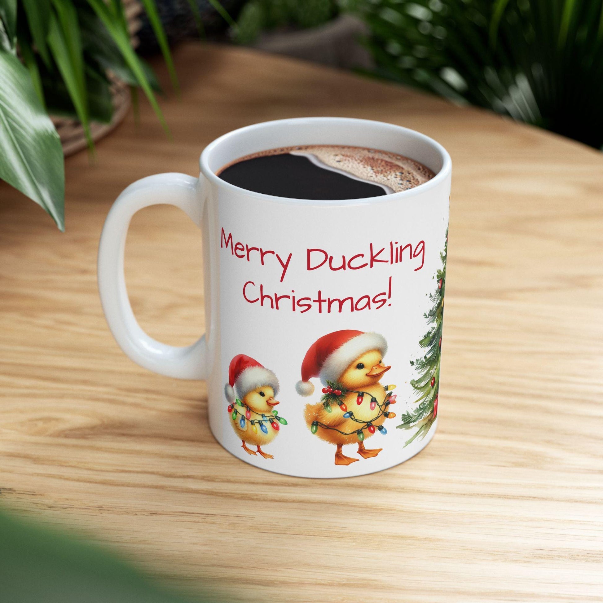 Merry Duckling Christmas Ceramic Mug, Funny Christmas Coffee Cup, Holiday Gift, Animal Lovers Gift, Duck Gift, Farmhouse Decor, Stocking