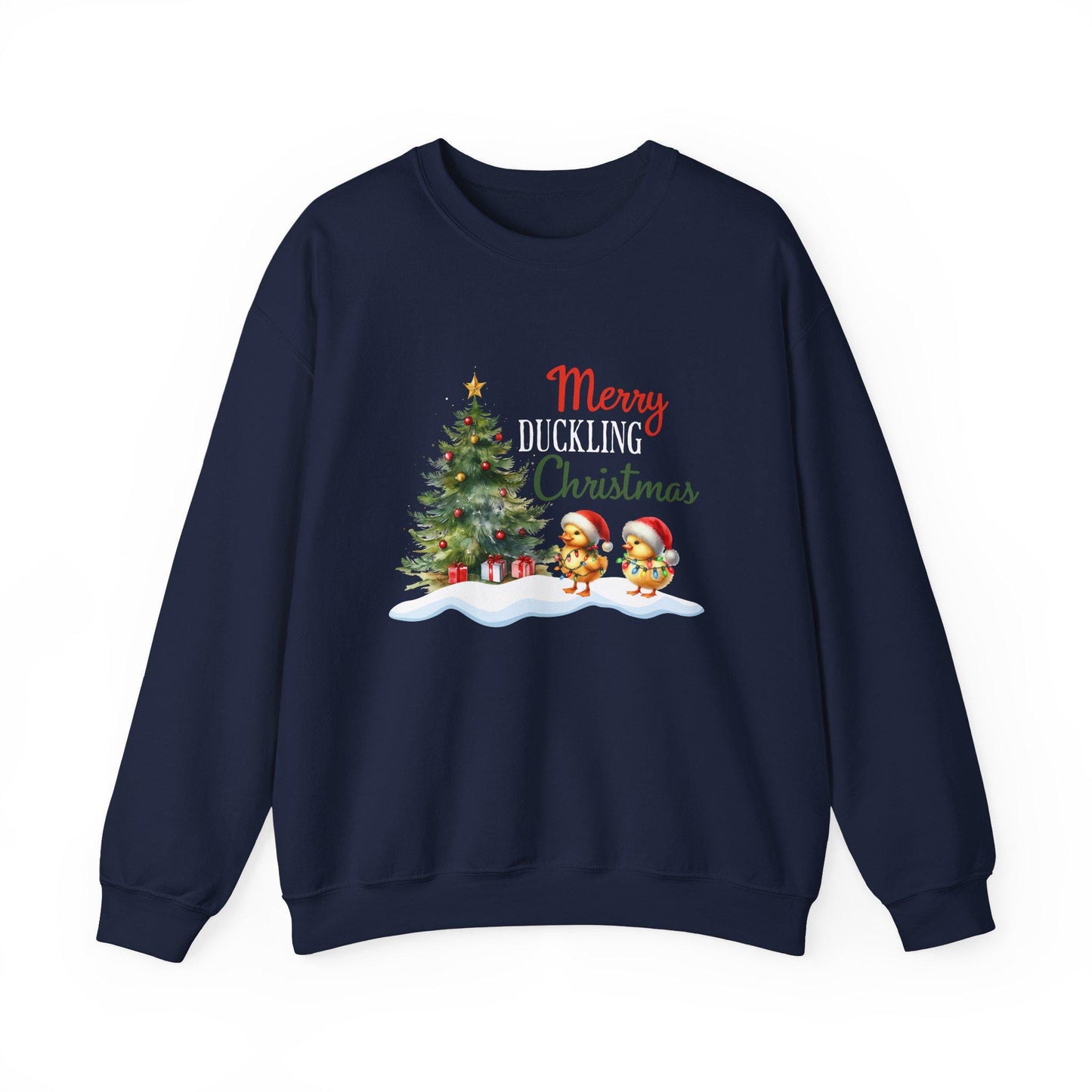 Funny Christmas Duckling Sweatshirt, Merry Duckling Christmas Jumper, Holiday Gift, Festive Crewneck, Cute Xmas Lights Top, Unisex Winter