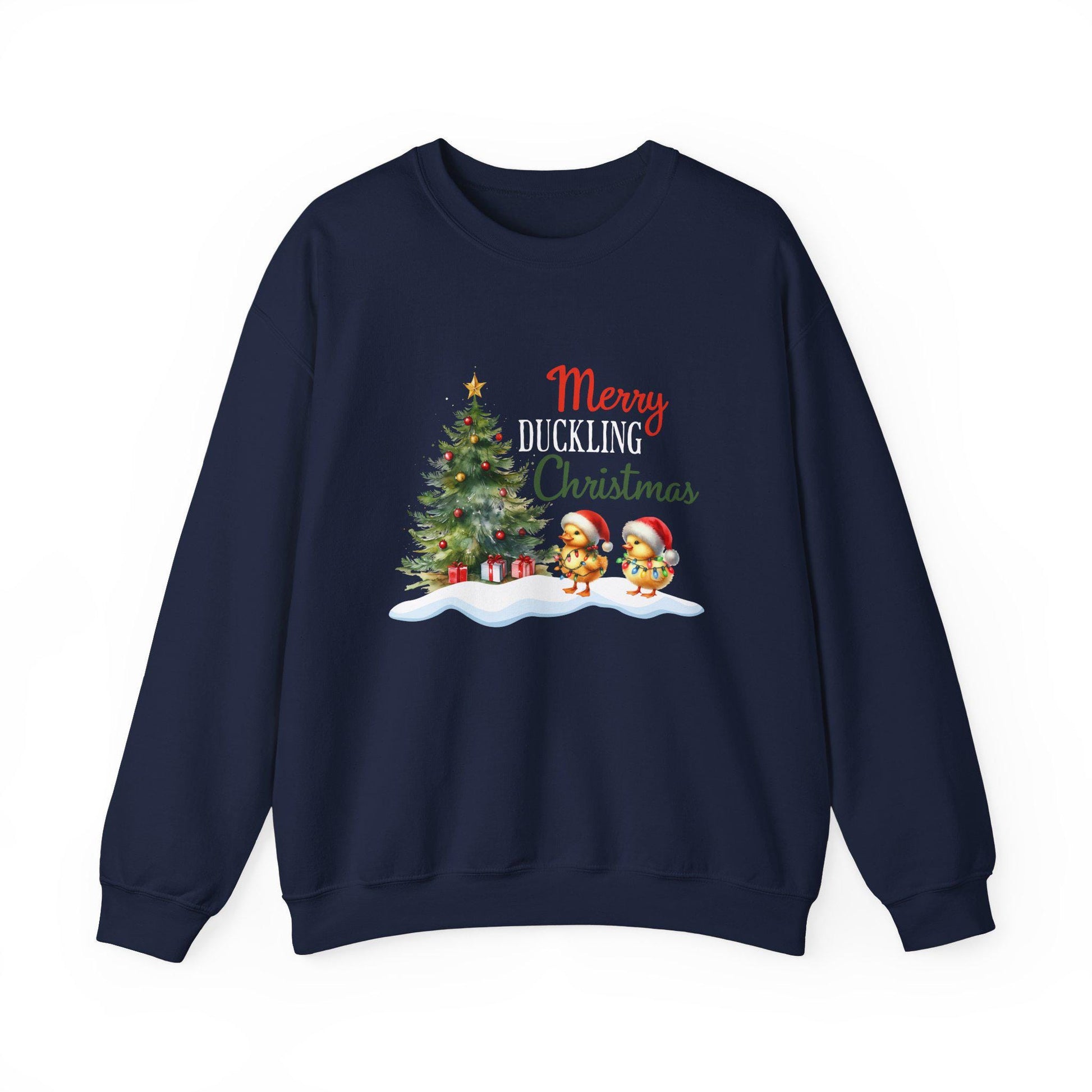 Funny Christmas Duckling Sweatshirt, Merry Duckling Christmas Jumper, Holiday Gift, Festive Crewneck, Cute Xmas Lights Top, Unisex Winter