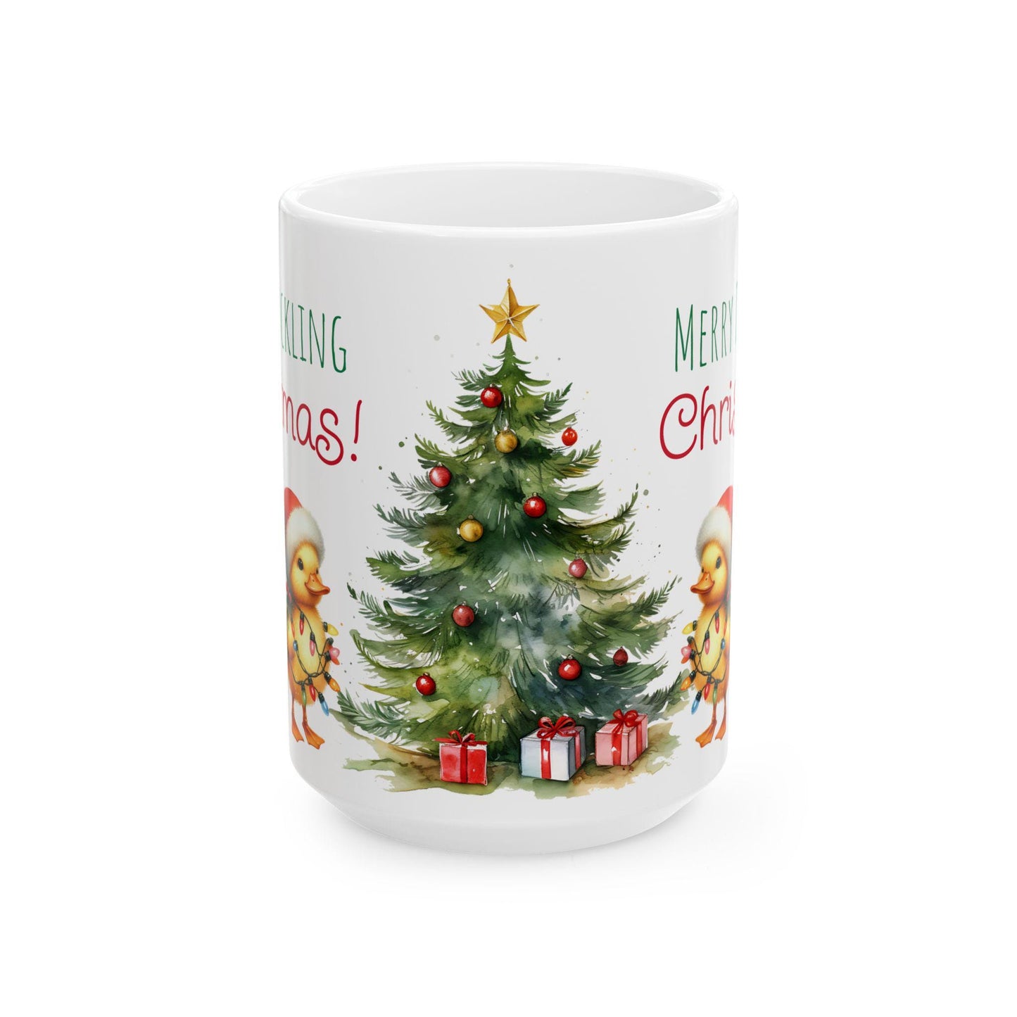Merry Duckling Christmas Ceramic Mug, Funny Christmas Coffee Cup, Holiday Gift, Animal Lovers Gift, Duck Gift, Farmhouse Decor, Stocking