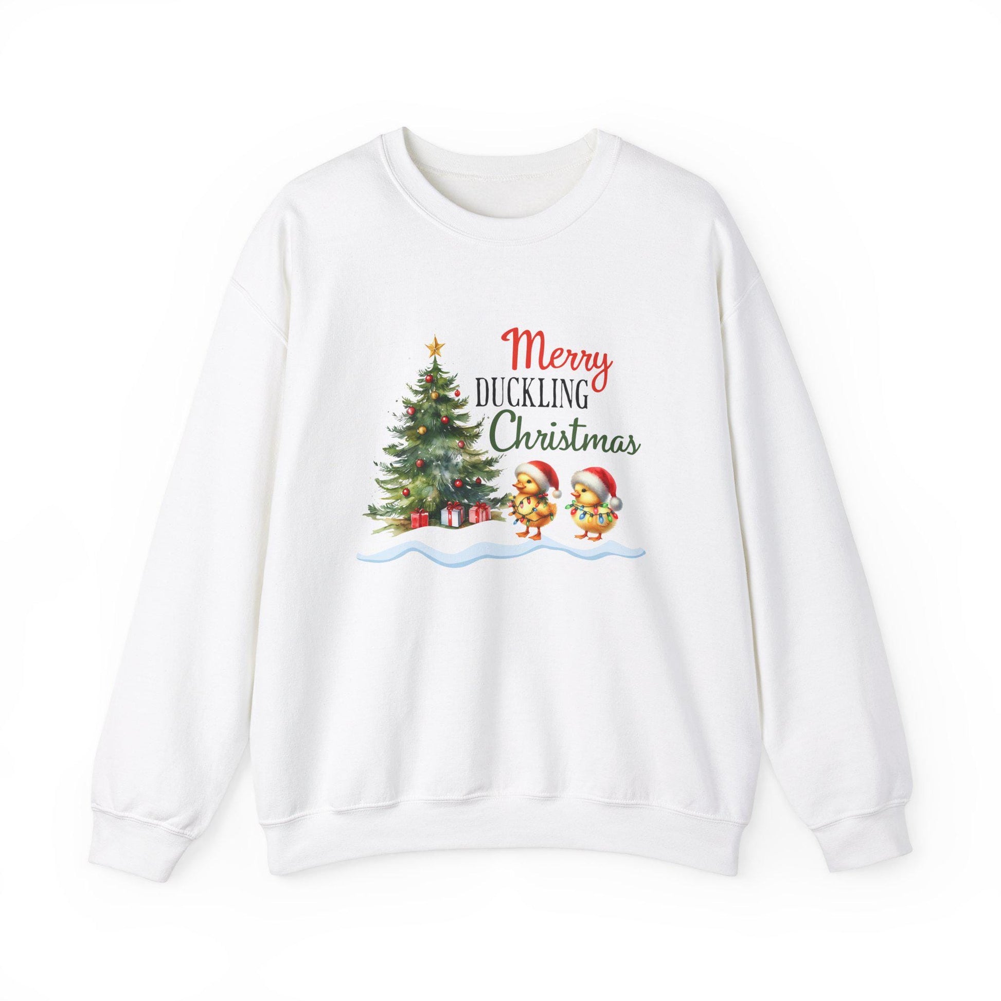 Funny Christmas Duckling Sweatshirt, Merry Duckling Christmas Jumper, Holiday Gift, Festive Crewneck, Cute Xmas Lights Top, Unisex Winter