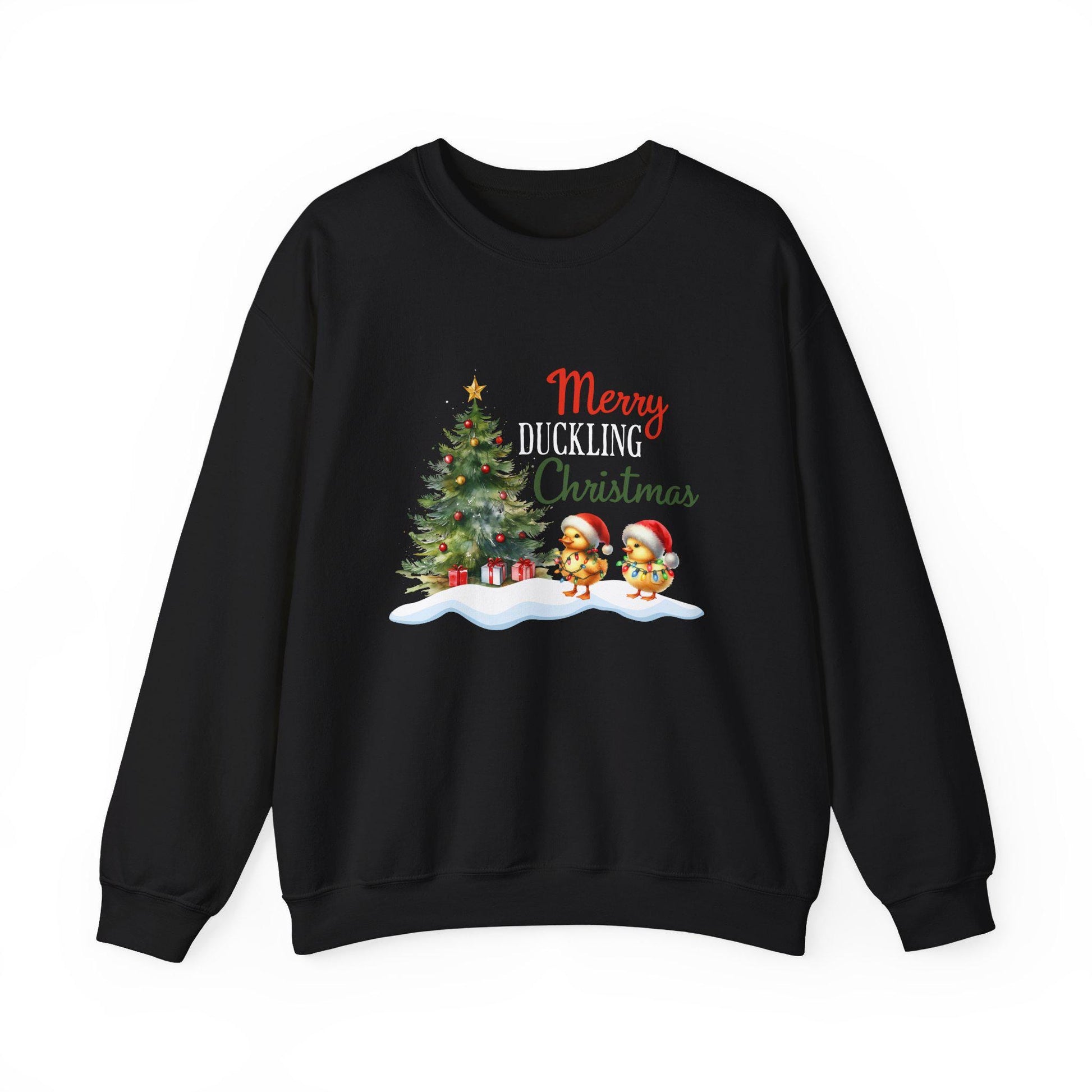 Funny Christmas Duckling Sweatshirt, Merry Duckling Christmas Jumper, Holiday Gift, Festive Crewneck, Cute Xmas Lights Top, Unisex Winter