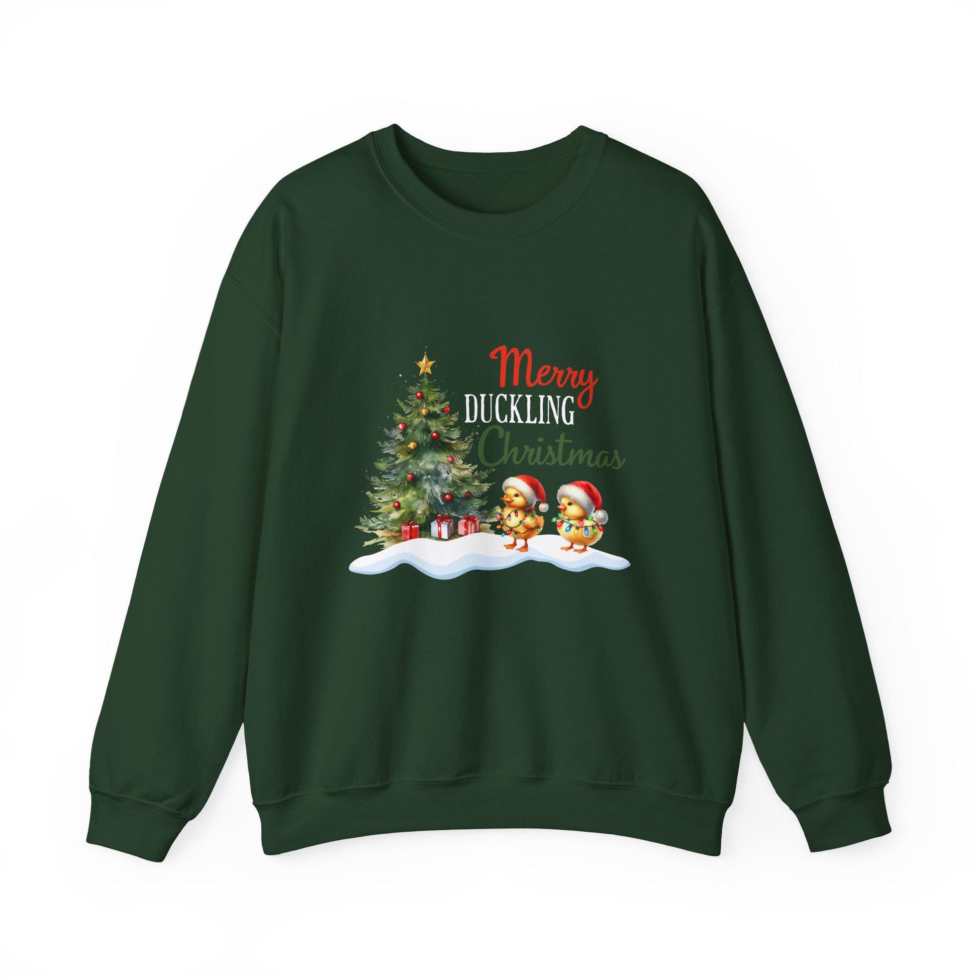 Funny Christmas Duckling Sweatshirt, Merry Duckling Christmas Jumper, Holiday Gift, Festive Crewneck, Cute Xmas Lights Top, Unisex Winter