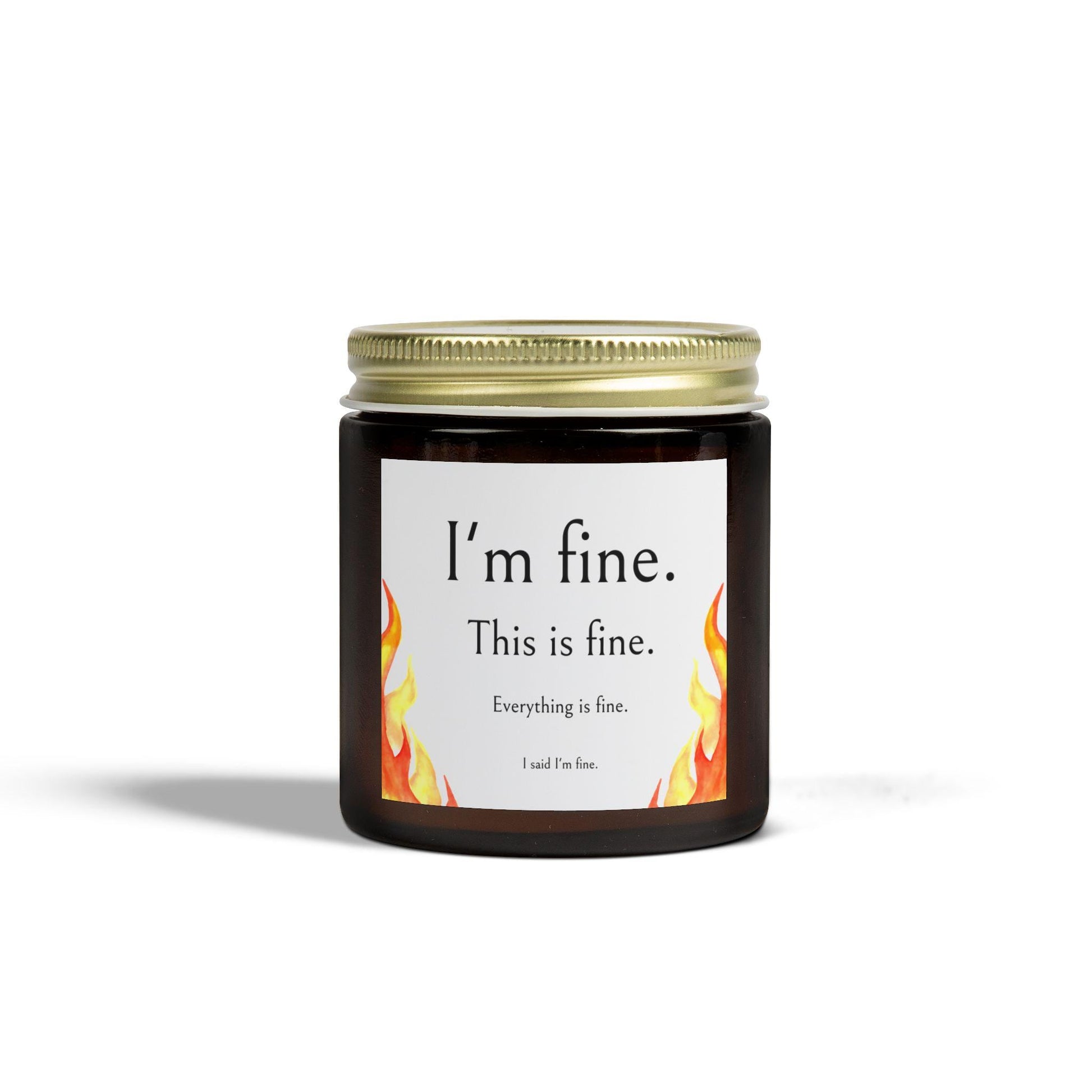 Scented Candles, Funny 'I'm Fine' Meme Label, Coconut Apricot Wax, Jar Color Options, Relaxing Aromatherapy Home Decor, Gift Ideas, Hand