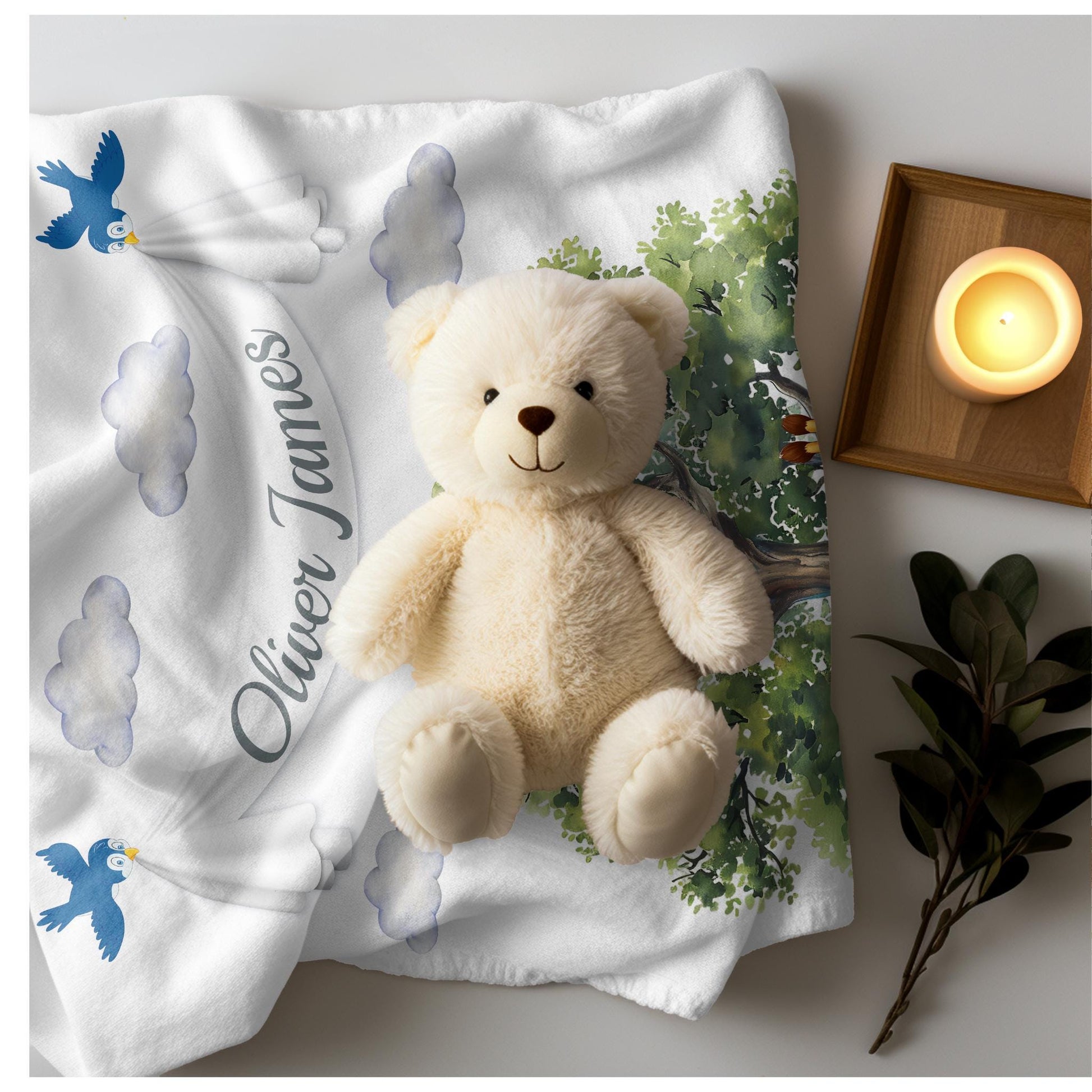 Custom Baby Blanket, Fleece Baby Blanket, Personalized Baby Lion Giraffe Elephant Tree, New Baby Gift, Nursery Decor, Baby Shower Present