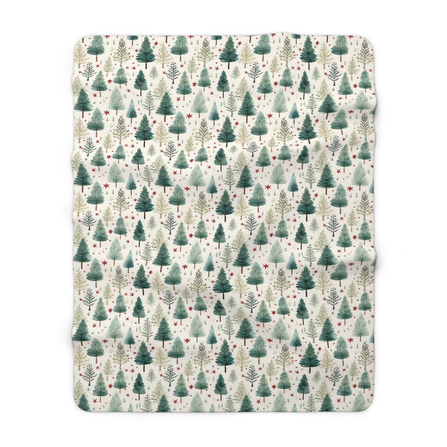 Sherpa Fleece Blanket, Christmas Tree Pattern, Winter Cozy Home Decor, Holiday Gift, Festive Throw Blanket, Soft Plush Cover, Bedding