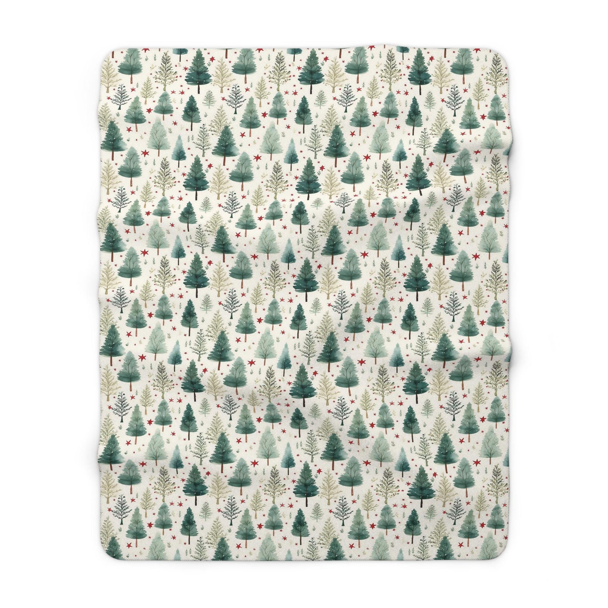 Sherpa Fleece Blanket, Christmas Tree Pattern, Winter Cozy Home Decor, Holiday Gift, Festive Throw Blanket, Soft Plush Cover, Bedding