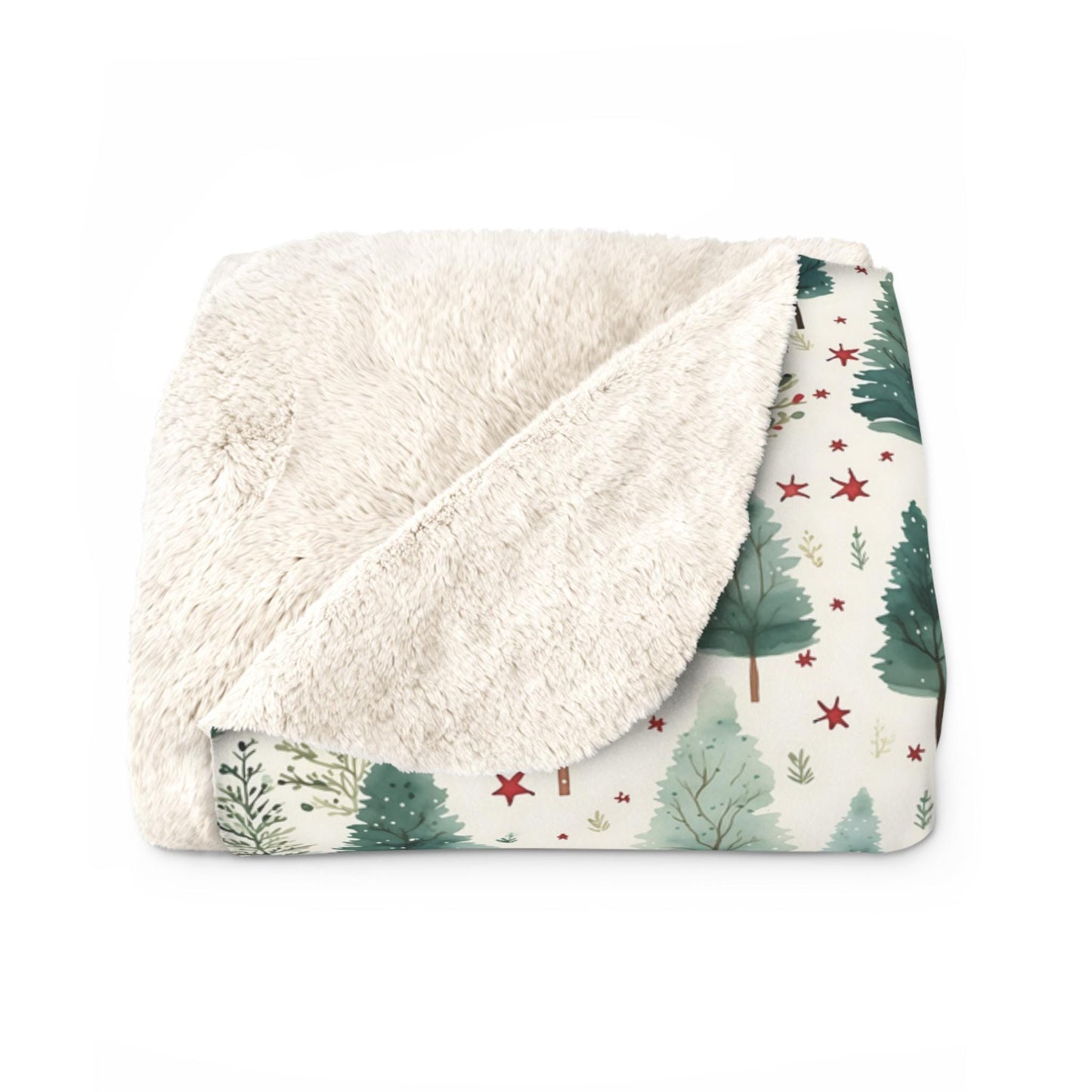 Sherpa Fleece Blanket, Christmas Tree Pattern, Winter Cozy Home Decor, Holiday Gift, Festive Throw Blanket, Soft Plush Cover, Bedding