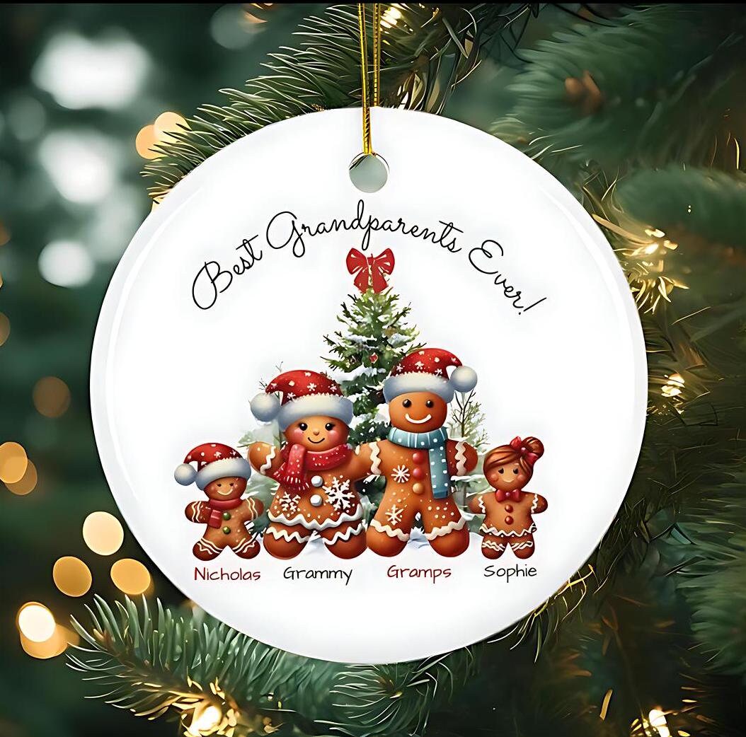 Personalized Christmas Ornament for Grandparents - Gingerbread Family