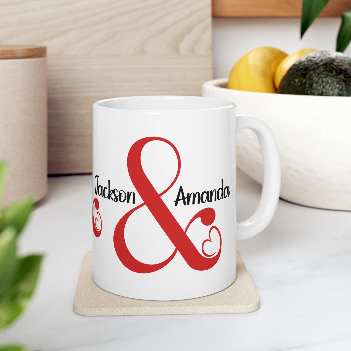 Valentine's Day Personalized Ceramic Mug Set, Couple Coffee Mugs, 11oz, 15oz, Gift for Him and Her, Custom Valentine's Gift