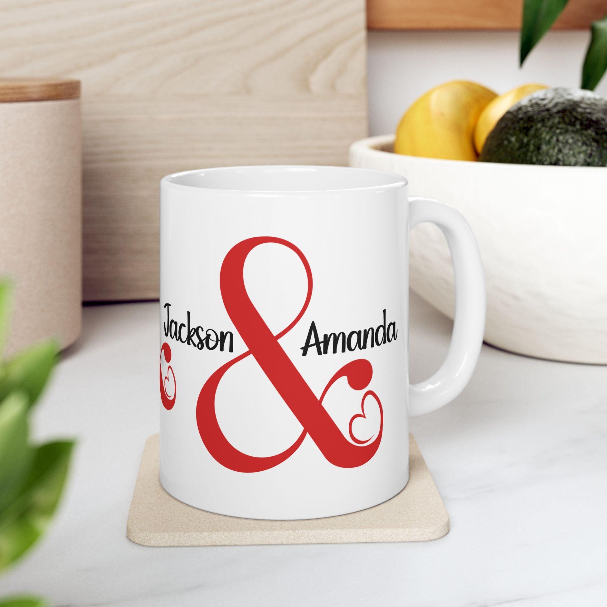 Valentine's Day Personalized Ceramic Mug Set, Couple Coffee Mugs, 11oz, 15oz, Gift for Him and Her, Custom Valentine's Gift