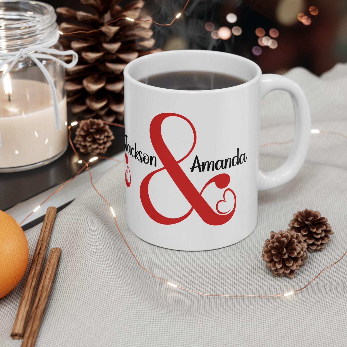Valentine's Day Personalized Ceramic Mug Set, Couple Coffee Mugs, 11oz, 15oz, Gift for Him and Her, Custom Valentine's Gift