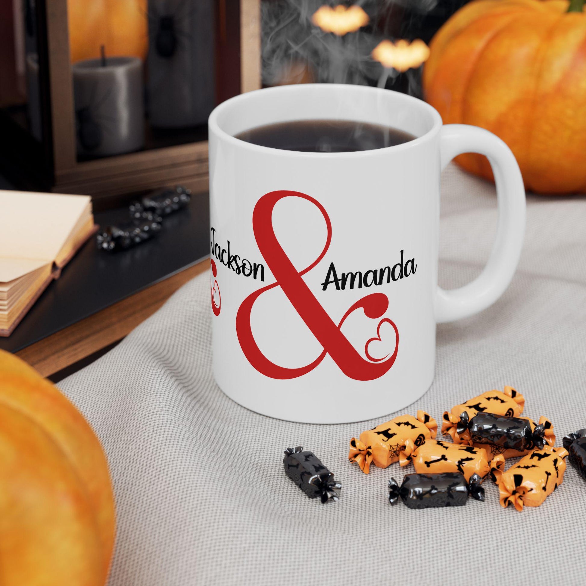 Valentine's Day Personalized Ceramic Mug Set, Couple Coffee Mugs, 11oz, 15oz, Gift for Him and Her, Custom Valentine's Gift