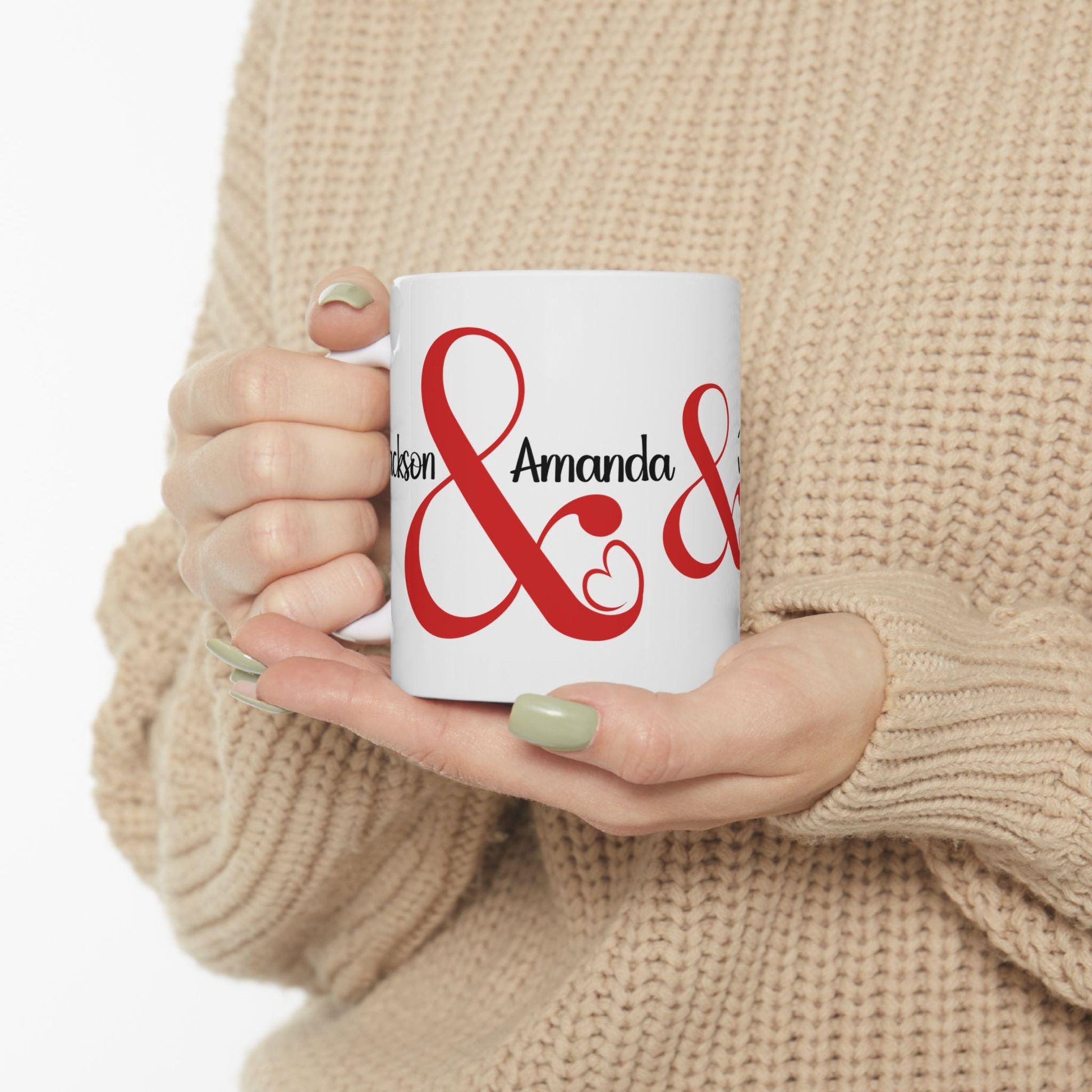 Valentine's Day Personalized Ceramic Mug Set, Couple Coffee Mugs, 11oz, 15oz, Gift for Him and Her, Custom Valentine's Gift