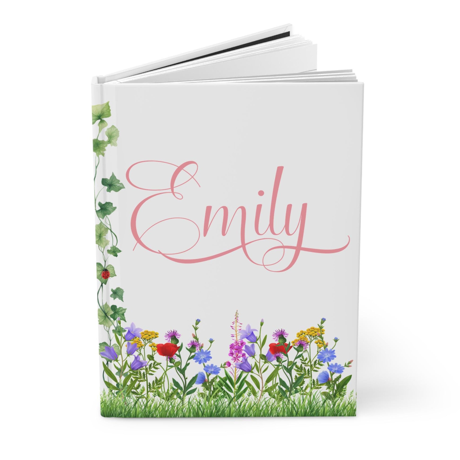 Personalized Wildflower Hardcover Journal, Vibrant Flower Diary, Matte Finish Notebook, Custom Name Gift, Writing Blank Book